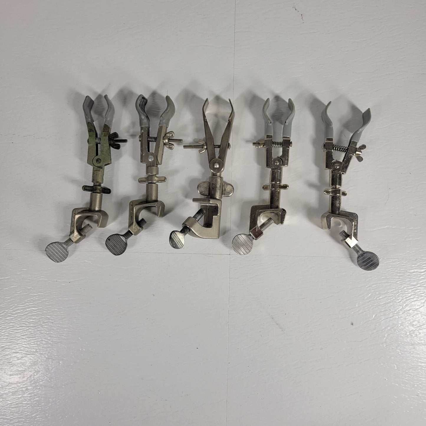 Lot of 5 2-Prong Laboratory Clamps Single Adjust Extension Lab Stand Holders