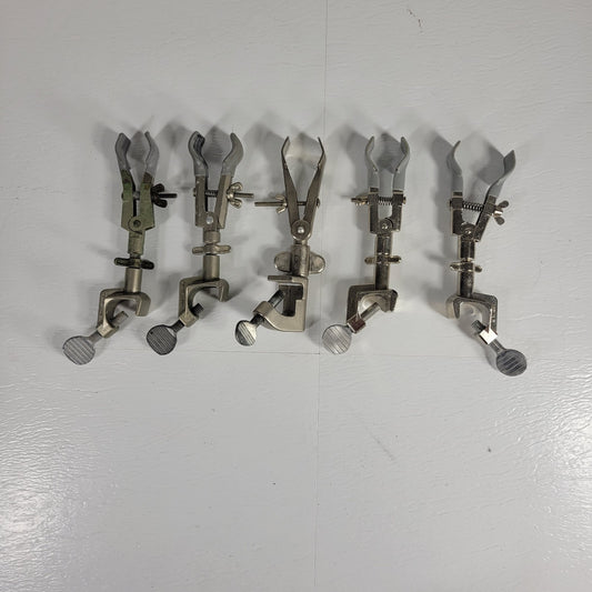 Lot of 5 2-Prong Laboratory Clamps Single Adjust Extension Lab Stand Holders