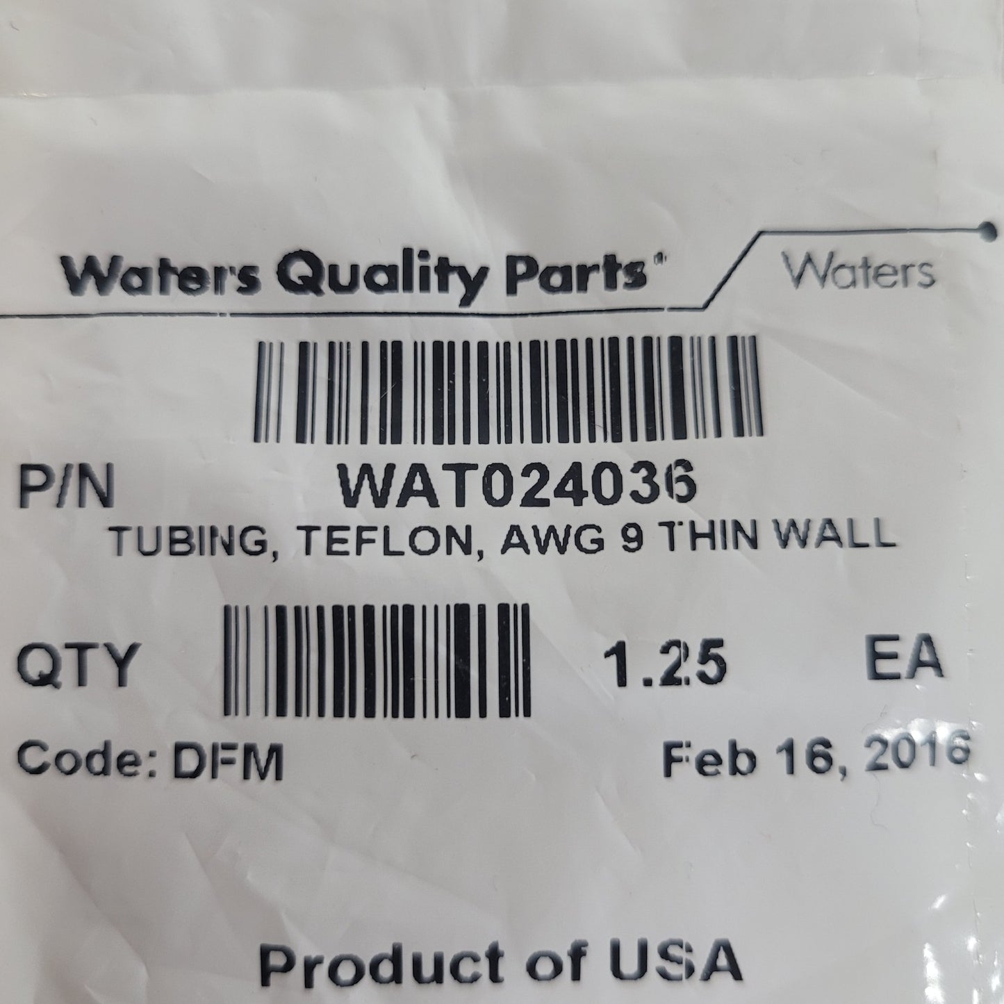 Waters WAT024036 AWG 9 PTFE Teflon Tubing HPLC Solvent Filter Connector