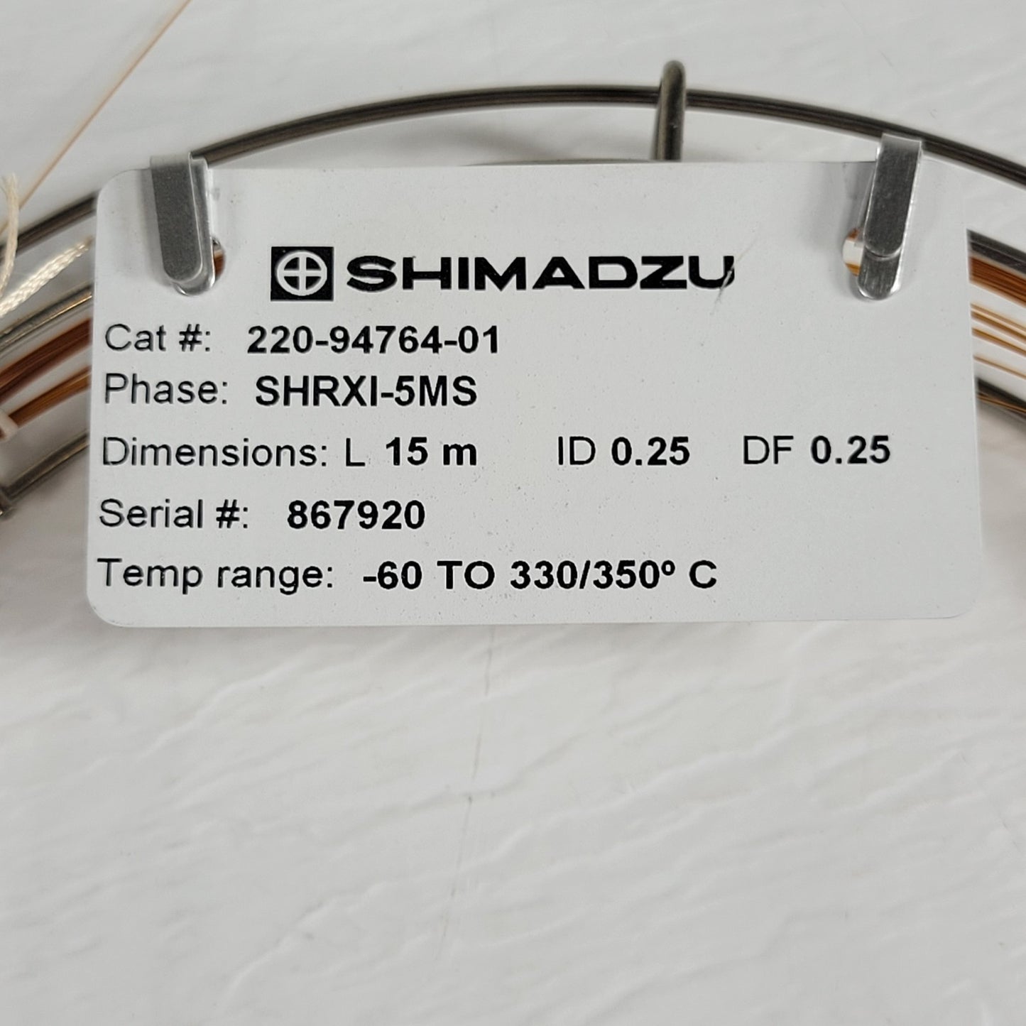 Shimadzu 220-94764-01 Capillary Column SHRXI-5MS Phase w/ 2x Graphite Ferrules