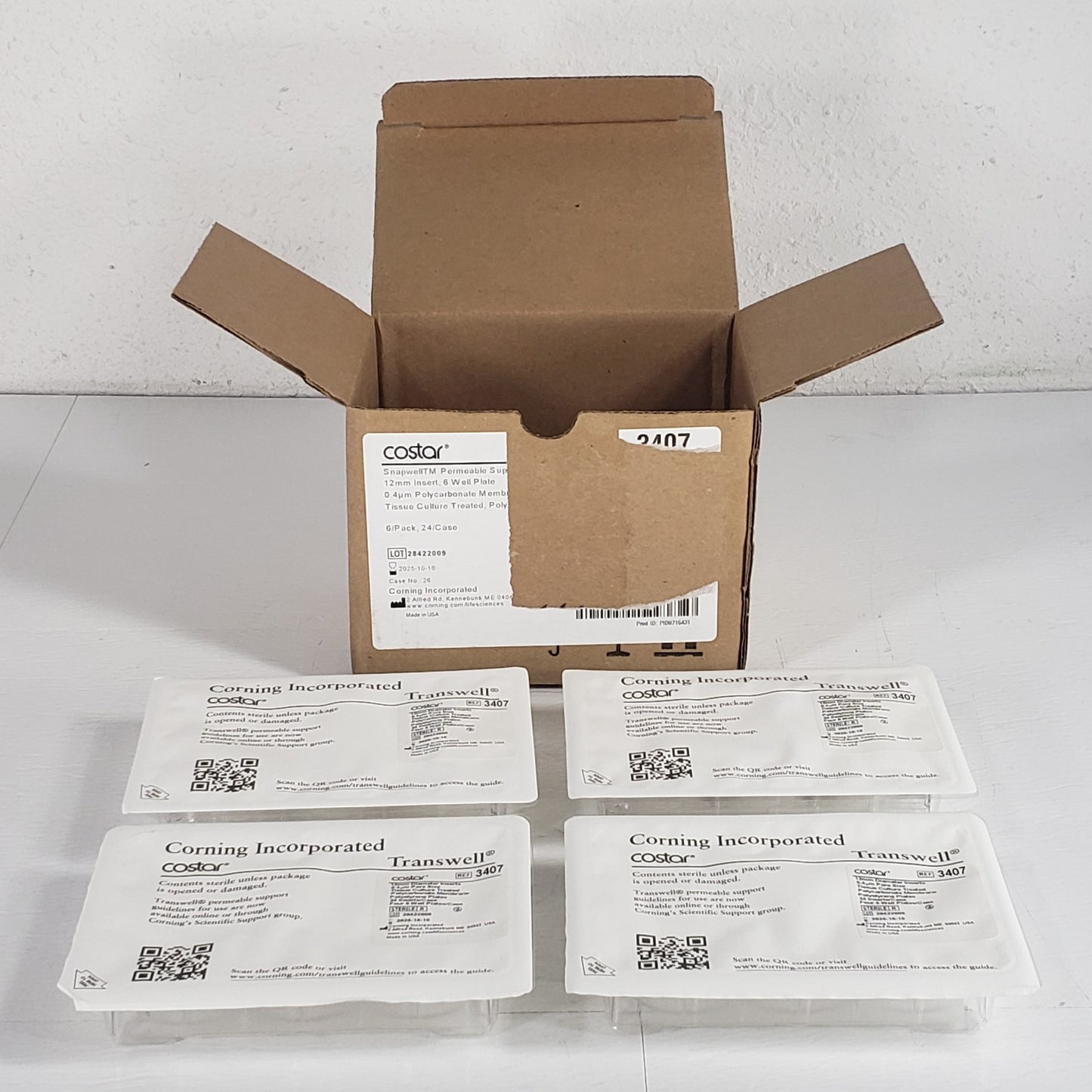 CORNING 3407 Four 6-Pack 12mm Diameter Inserts, 0.4μm Pore Size, Polycarbonate