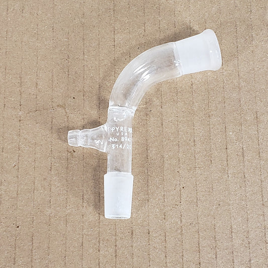 Pyrex No. 8947 105° Bent Vacuum Take Off Adapter 14/20 Inner/Outer Joints