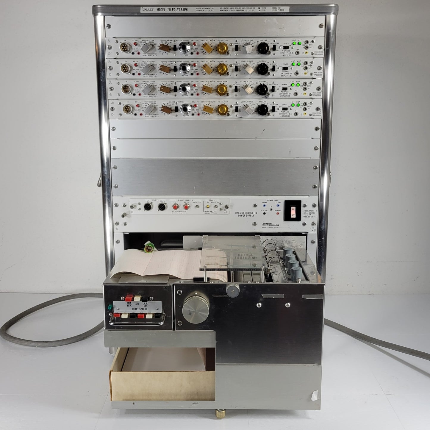 Tested Vintage Grass 79F Polygraph 4-Channel w/RPS 7C8 Regulator And 79W8G Chart