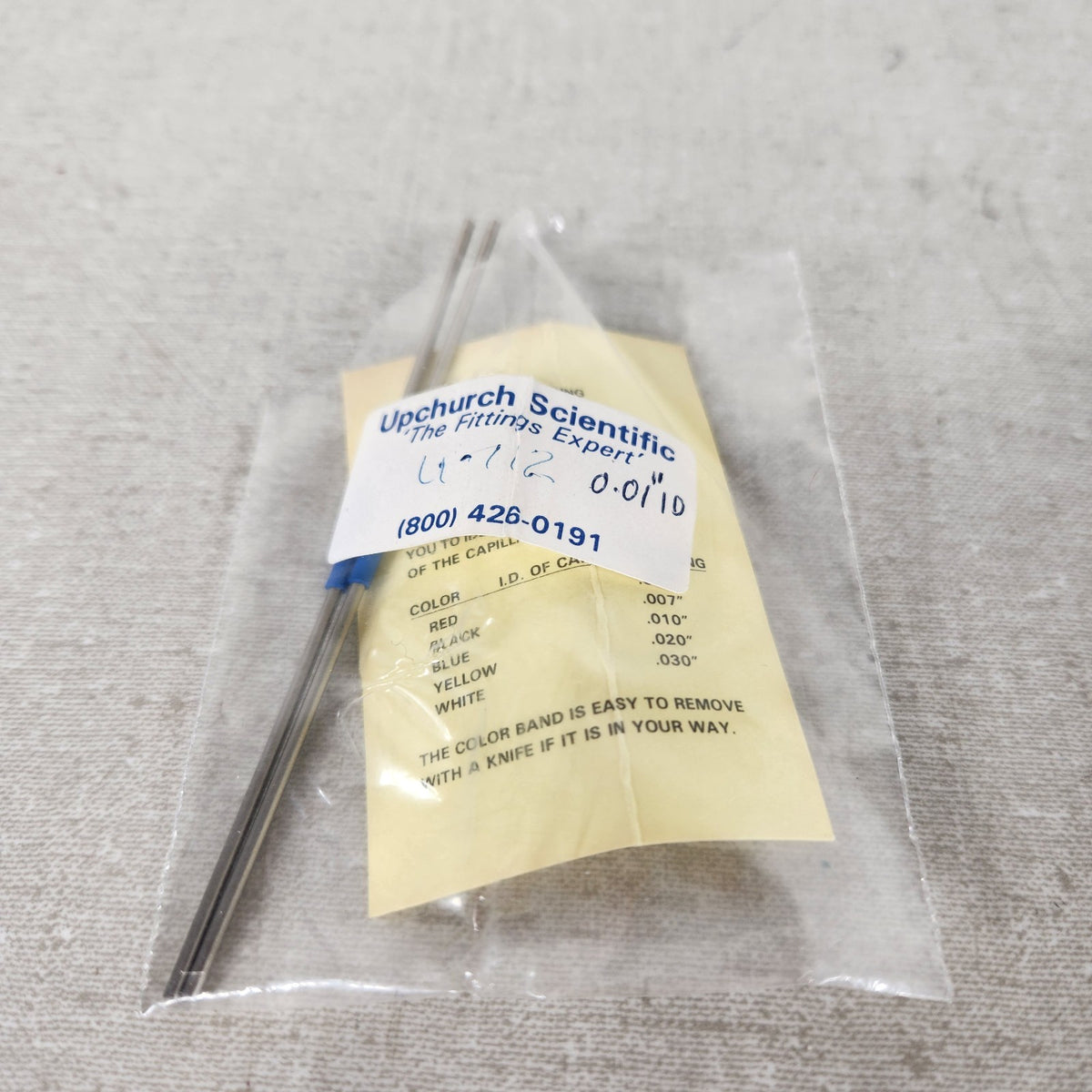 2x Upchurch Scientific U-112 1/16in OD .010in ID 10cm 316SS HPLC Tubing