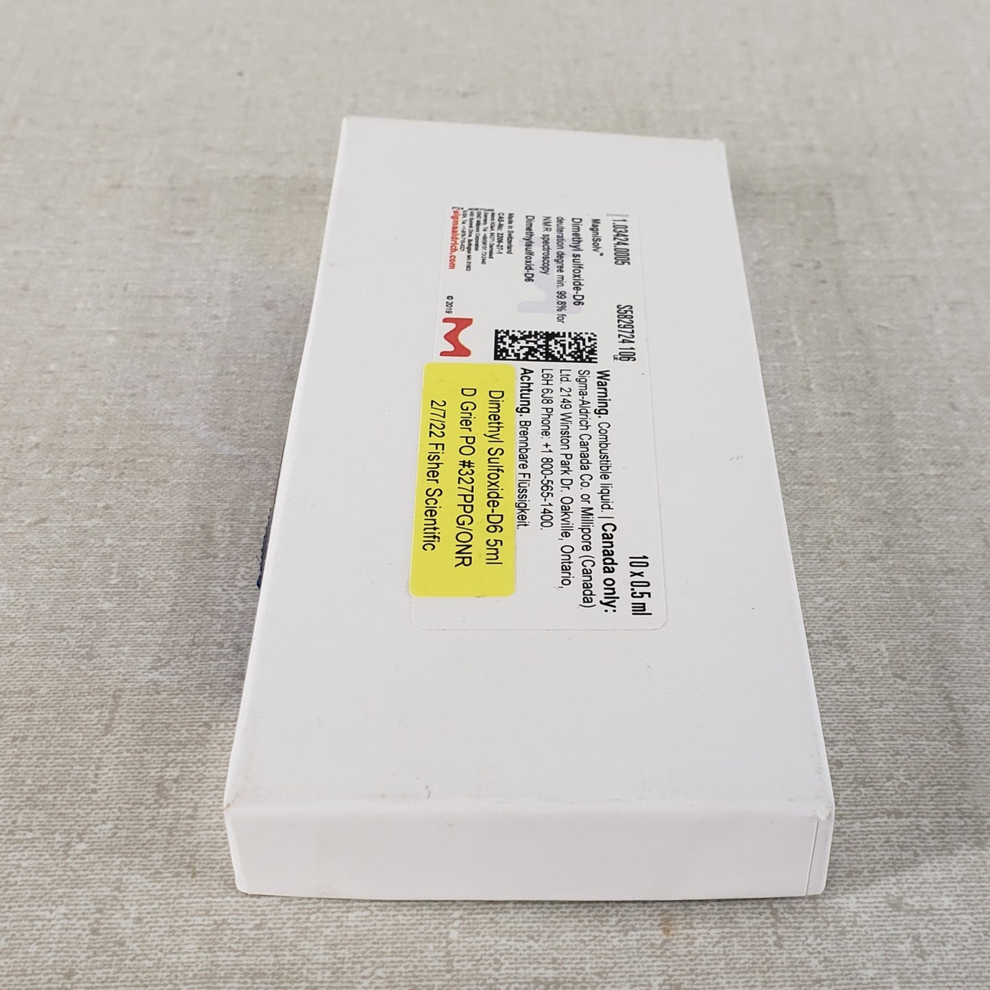 6x Sigma Aldrich 2206-27-1 DMSO Dimethyl Sulfoxide-D6 NMR 99.8 Strd .5mL Ampoule