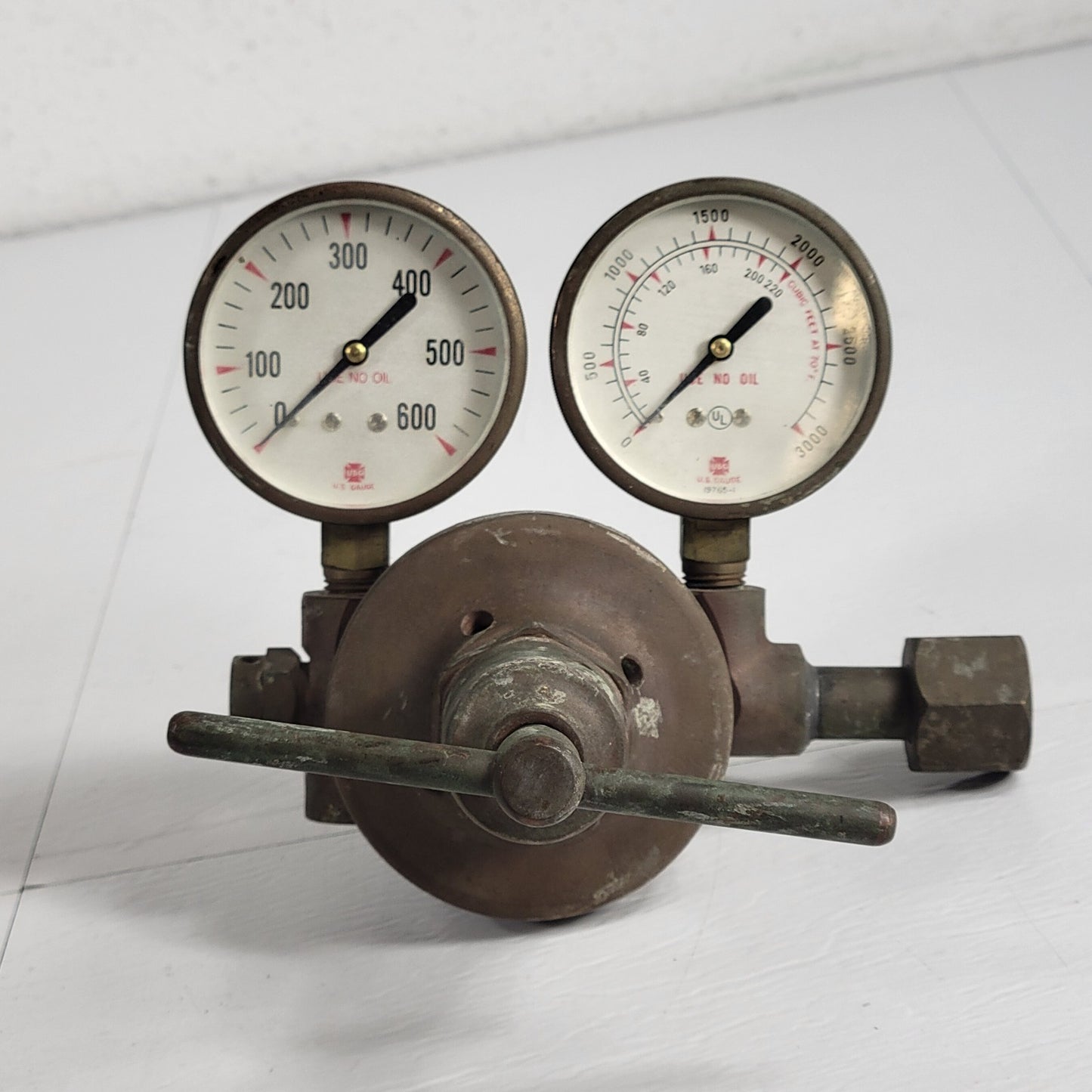 J Nageldinger & Son N-506 Brass Dual Gauge Gas Pressure Regulator Vintage