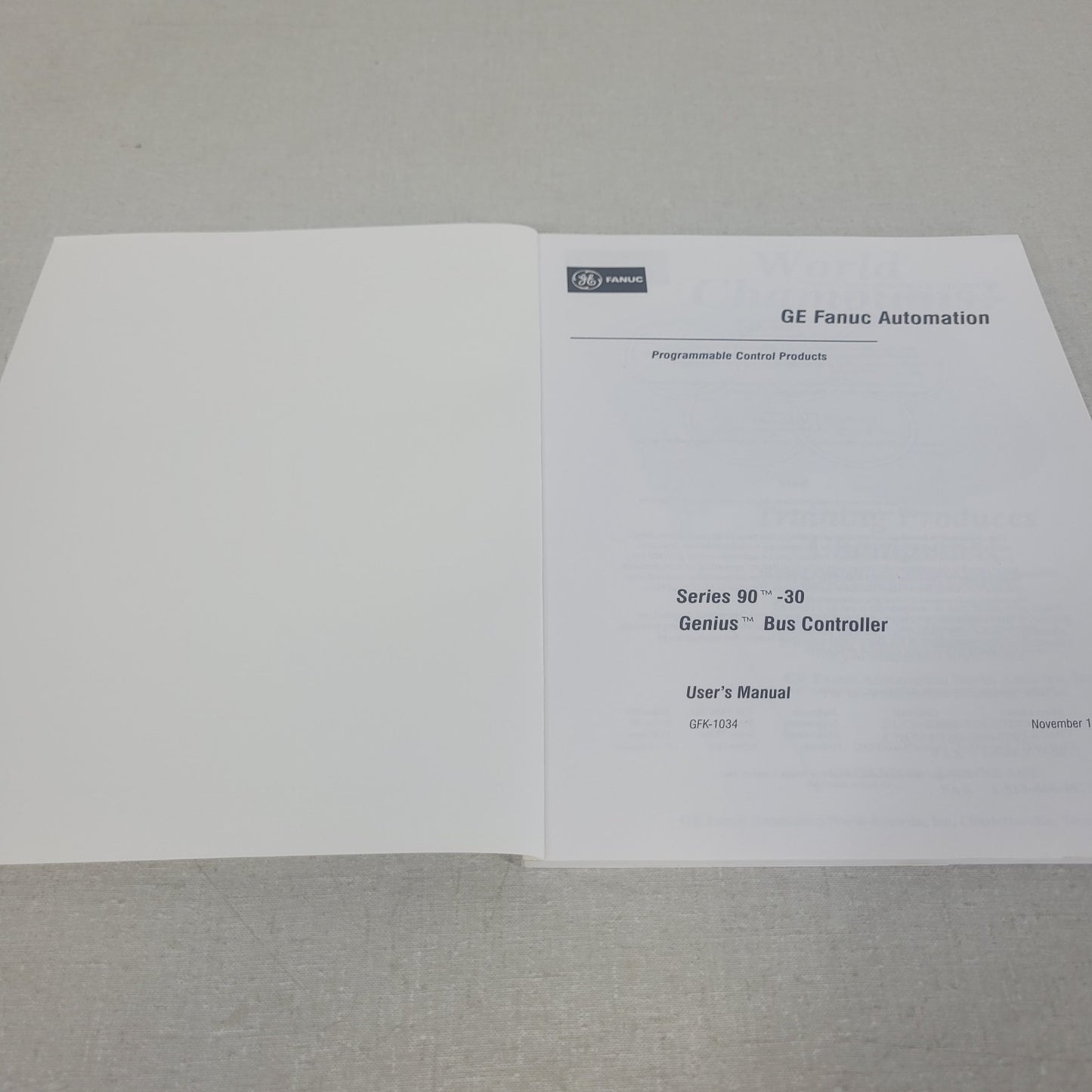 GE Fanuc GFK-1034 Series 90-30 Genius Bus Controller PLC User's Manual