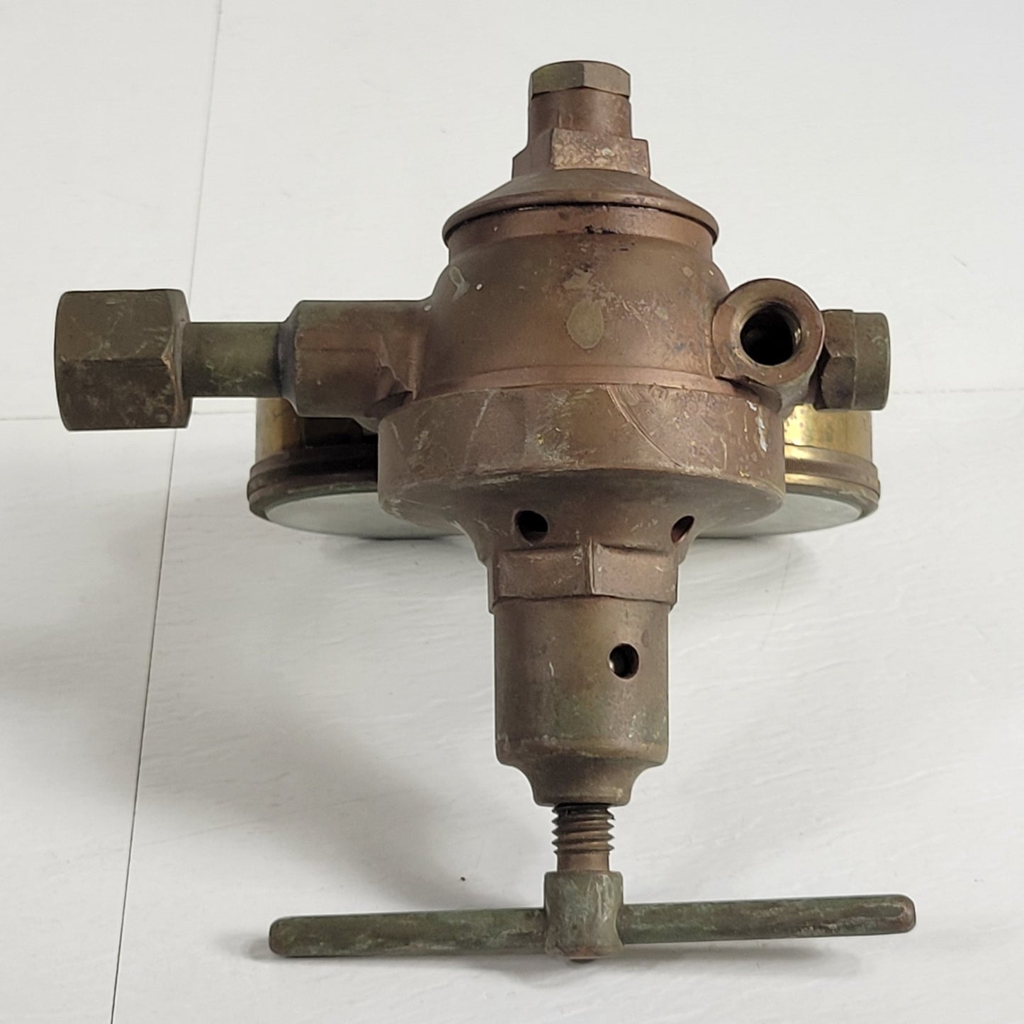 J Nageldinger & Son N-506 Brass Dual Gauge Gas Pressure Regulator Vintage