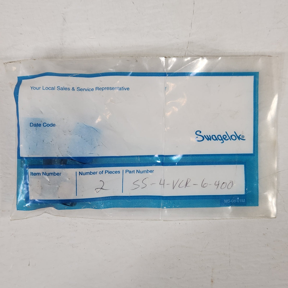 Swagelok SS-4-VCR-6-400 2-Pack 1/4" Male VCR x 1/4" Tube Fitting 316 SS
