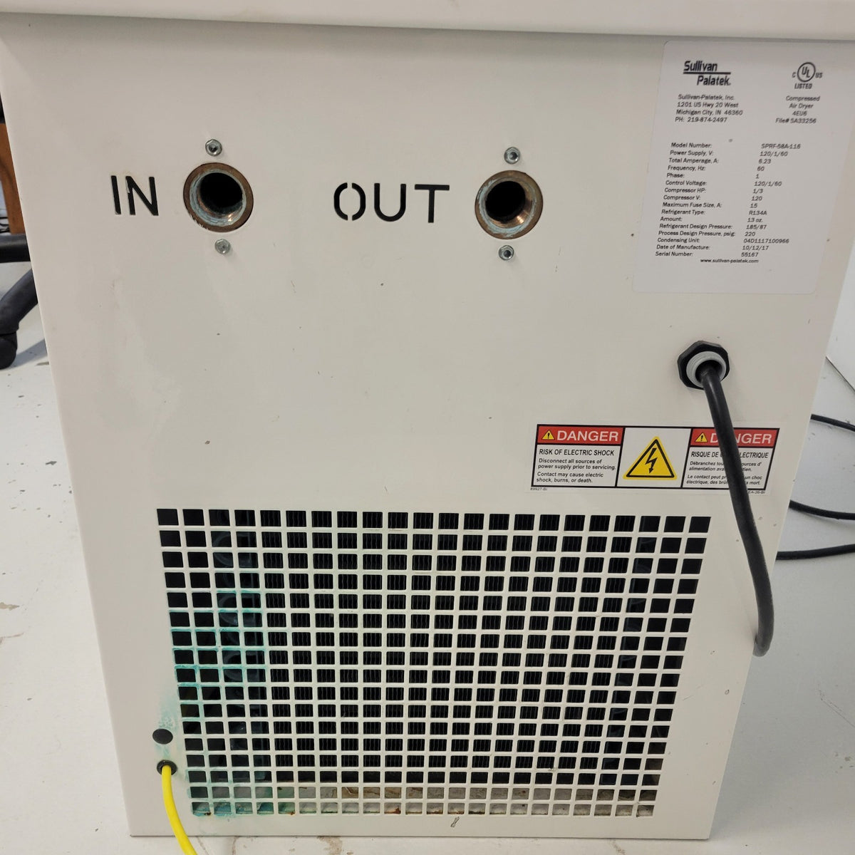 TESTED Sullivan Palatek SPRF58A-116 58 CFM Refrigerated Air Dryer 120V