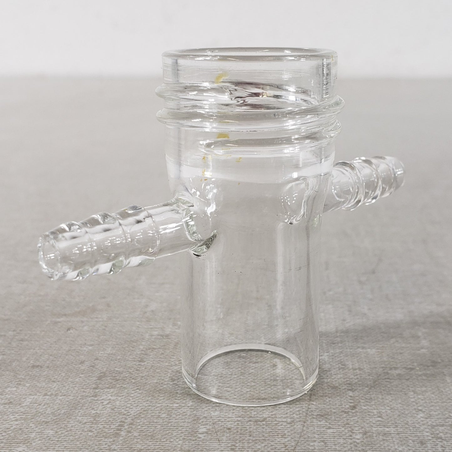 Glass Vacuum Adapter GL32 Top Thread 1" OD Bottom Tube 180° 3/8" Inlet Hose Tube