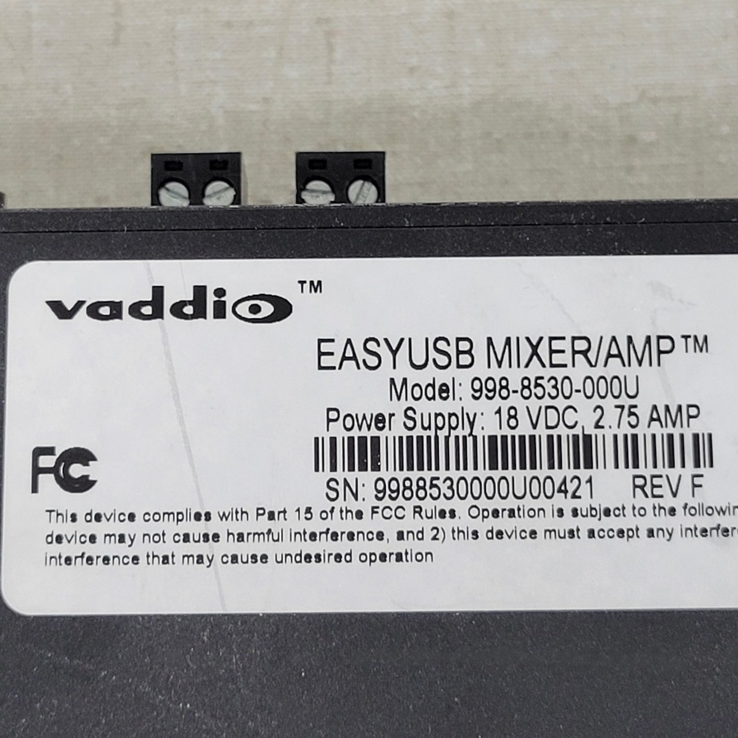 VADDIO 9988530000U EasyUSB Mixer/Amp, 2 EasyMic Ports, RS-232, USB Type-B