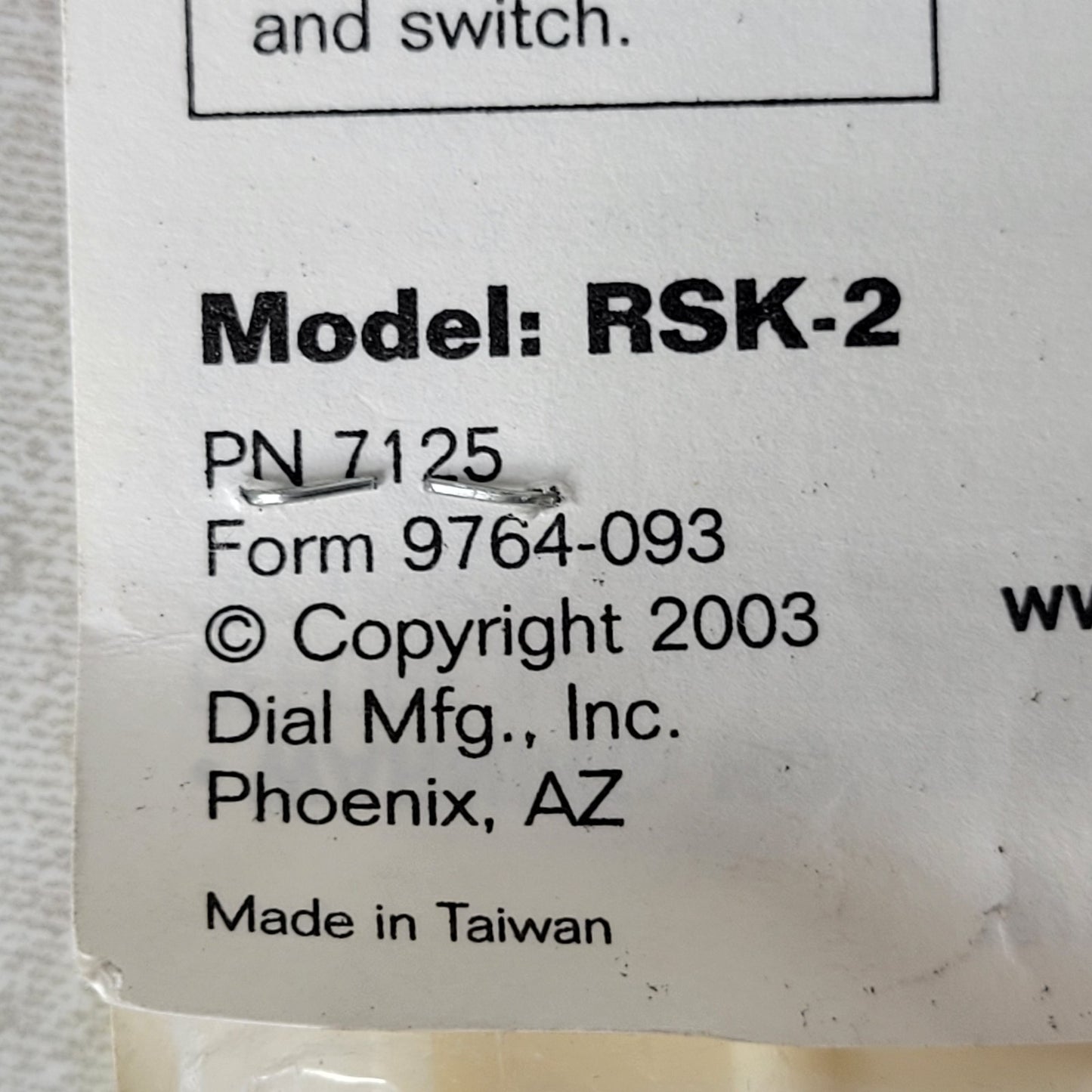 Dial RSK-2 2-Speed 6-Position Evaporative Cooler Wall Switch 1/3-1HP 120V