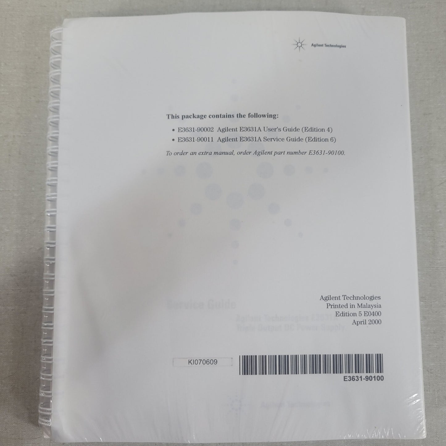 HP Agilent E3631A Triple Output DC Power Supply User Service Manual E3631-90100