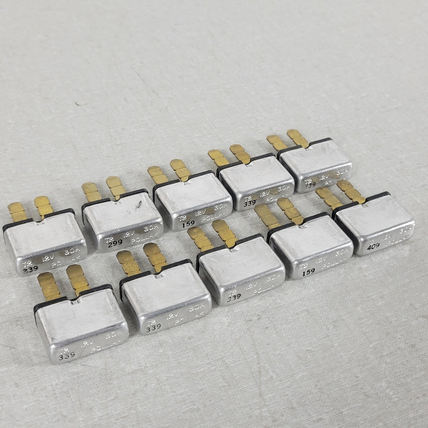 Lot of 10 Pollak T2 12V 30A Type II Auto Reset Circuit Breakers Blade Terminal