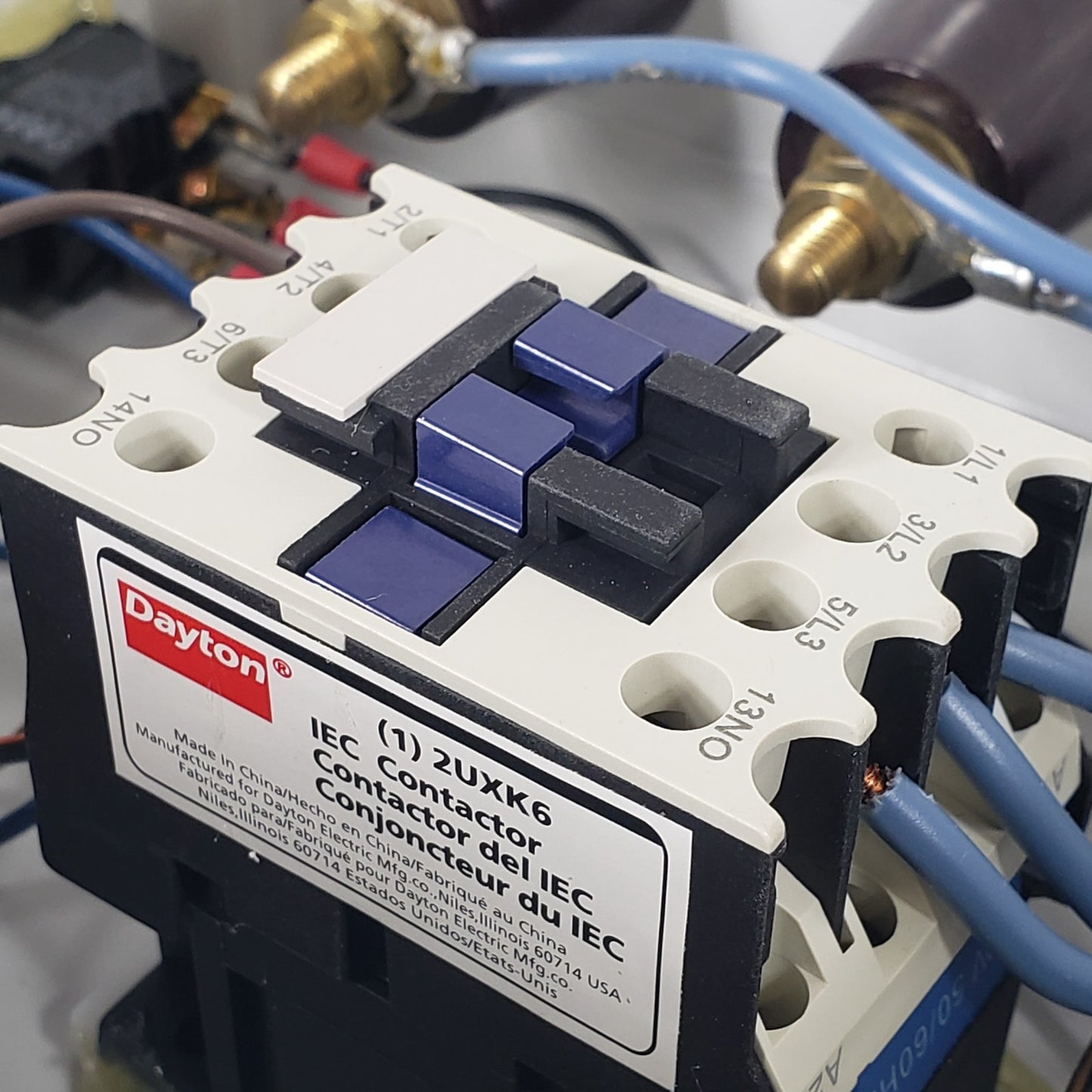 Digital Display Custom Ammeter Measurement Box, Dayton 2UXK6 IEC Contactor