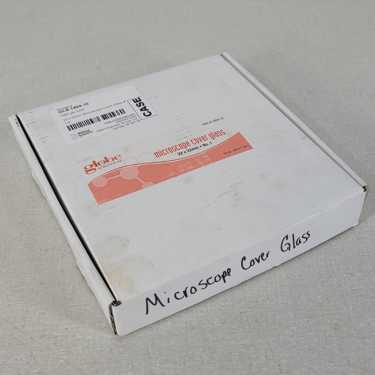 Globe Scientific 1404-10 Microscope Cover Glass 22x22mm No.1 10oz 10-Pack