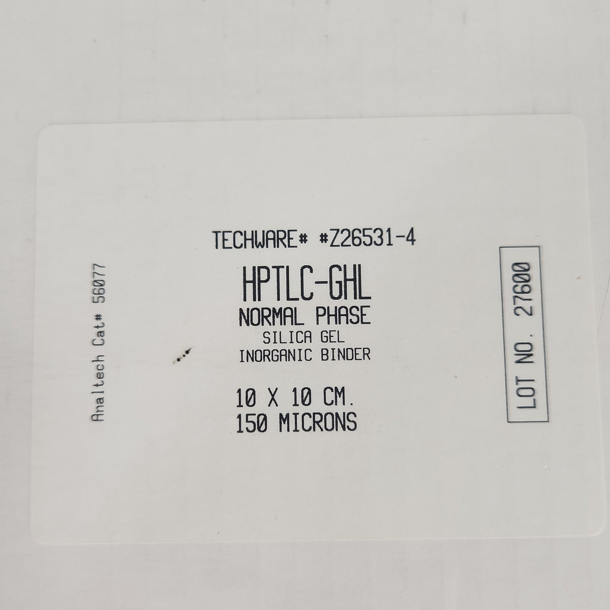 SEALED Analtech 56077 HPTLC-GHL Silica Gel TLC Plates 10x10cm 150um 25/Box