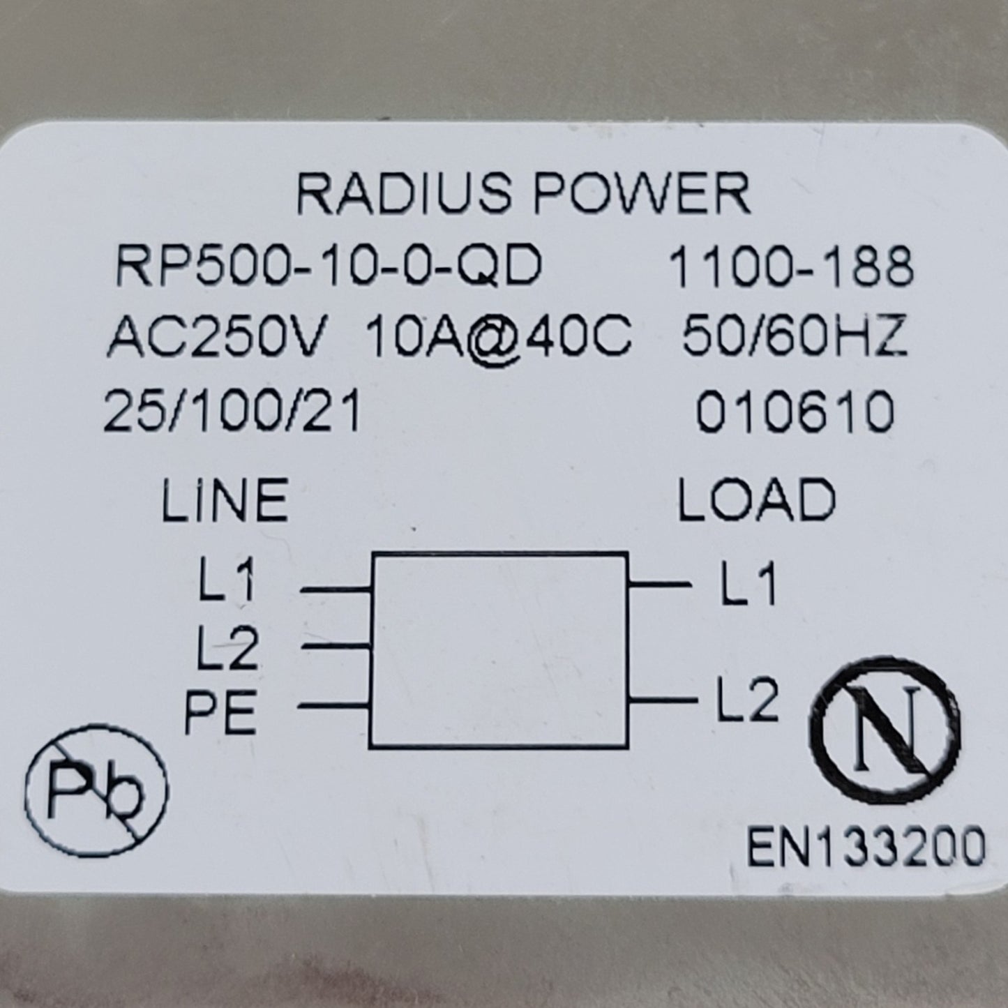 Astrodyne Radius Power RP500-10-0-QD AC Power Line Filter AC250V 10A 50/60Hz