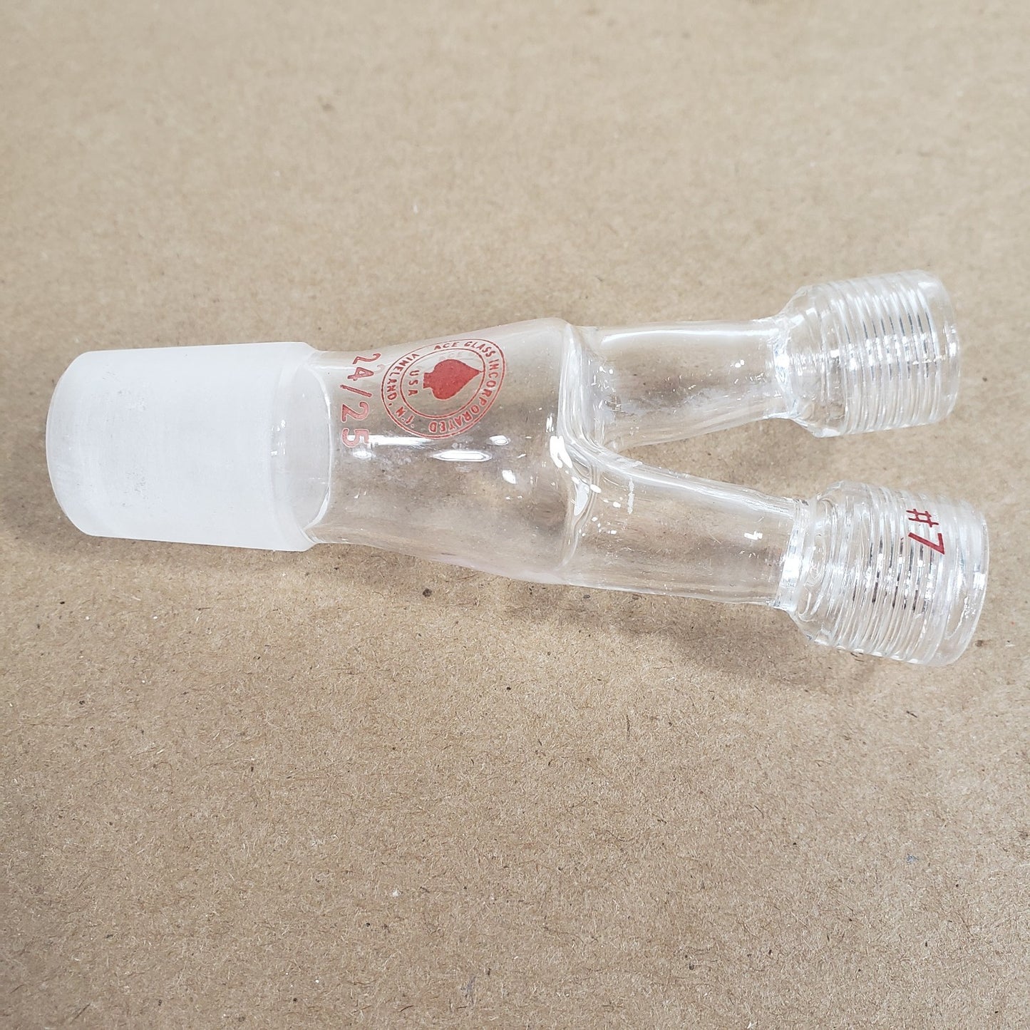 Set of 2 Ace Glass Inc. 5031-10 Twin Adapter 24/25 Bottom #7 Threads Top