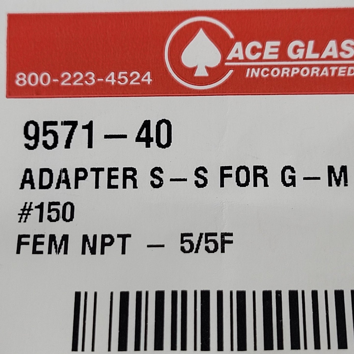 ACE GLASS 957140 Adapter S-S for G-M #150 FEM NPT - 5/5F