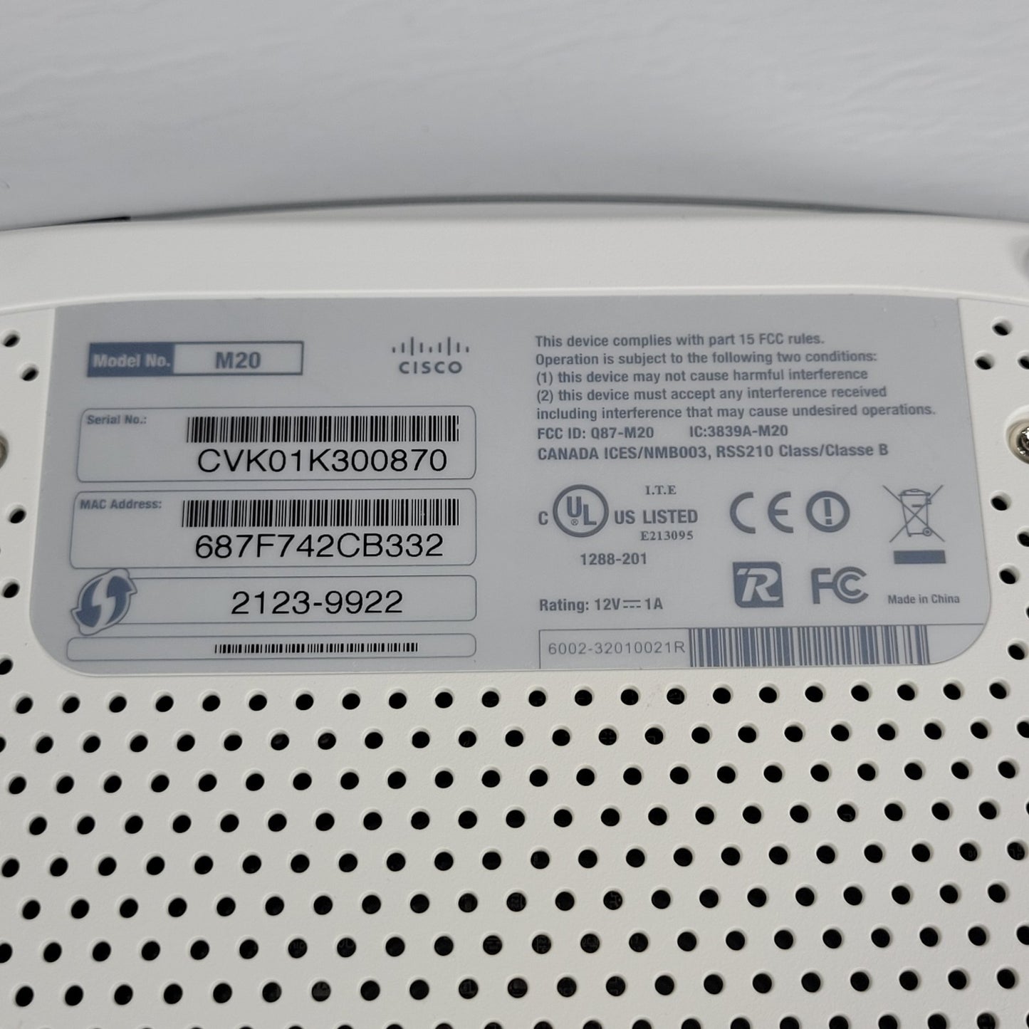 Cisco M20 Valet Plus Wireless Router Wi-Fi N300 4-Port LAN Home Internet