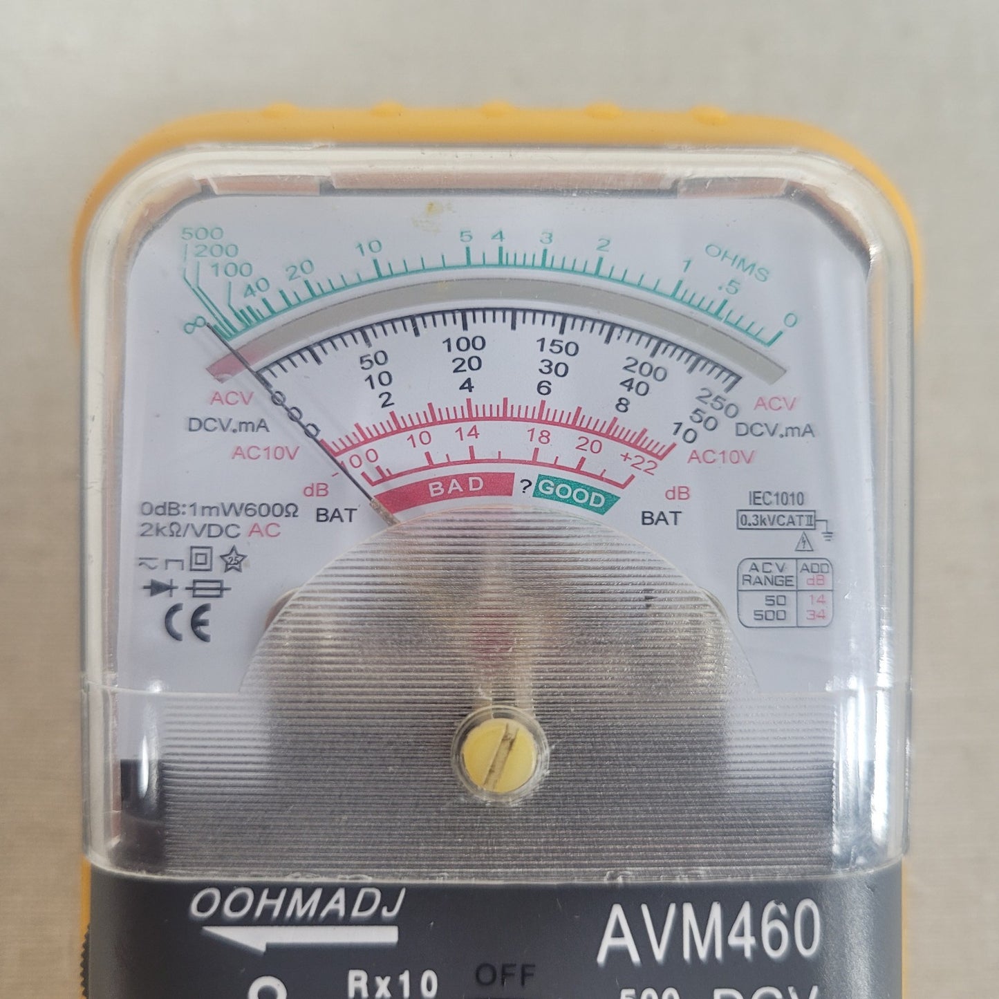 Velleman AVM460 Analog Multimeter AC/DC Voltage Current Ohms w/ Test Leads