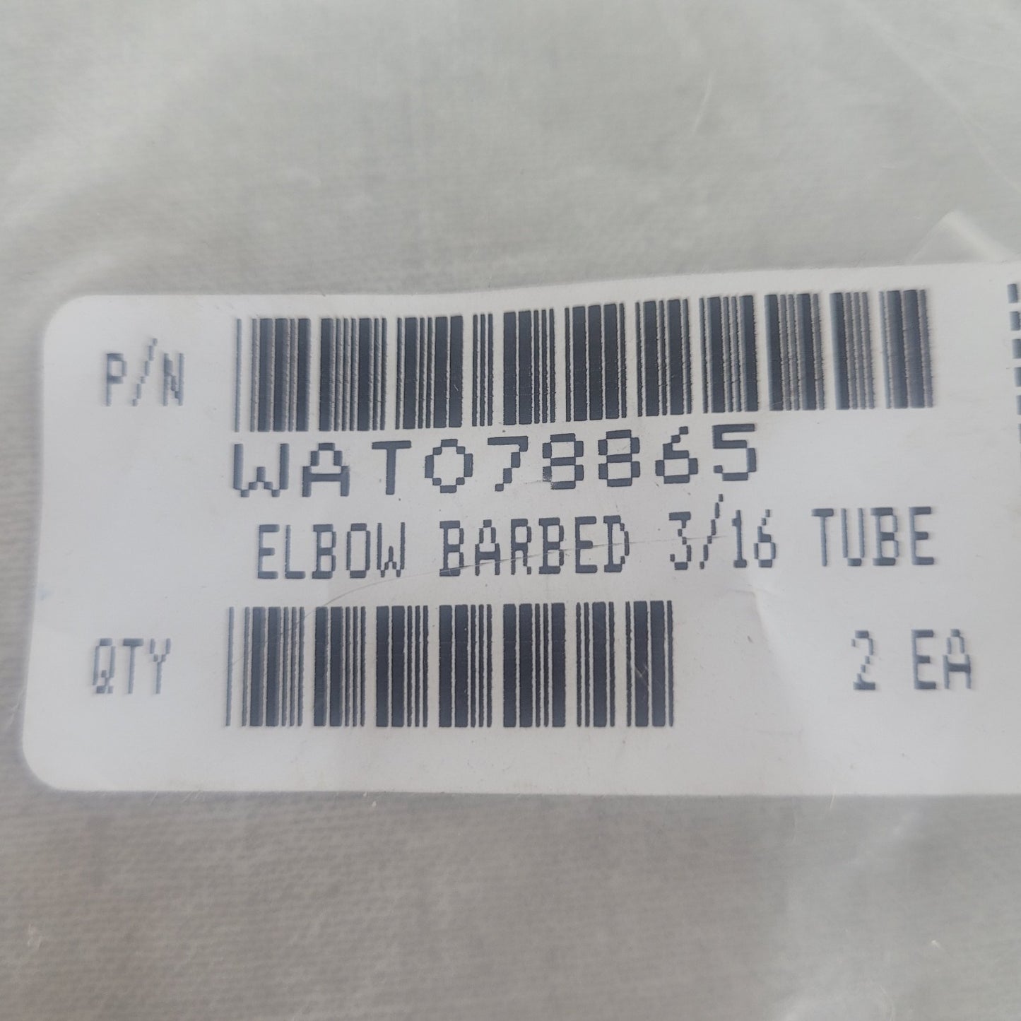 Waters WAT078865 3/16in Plastic Barbed Tube Elbow Fittings HPLC Lot of 2