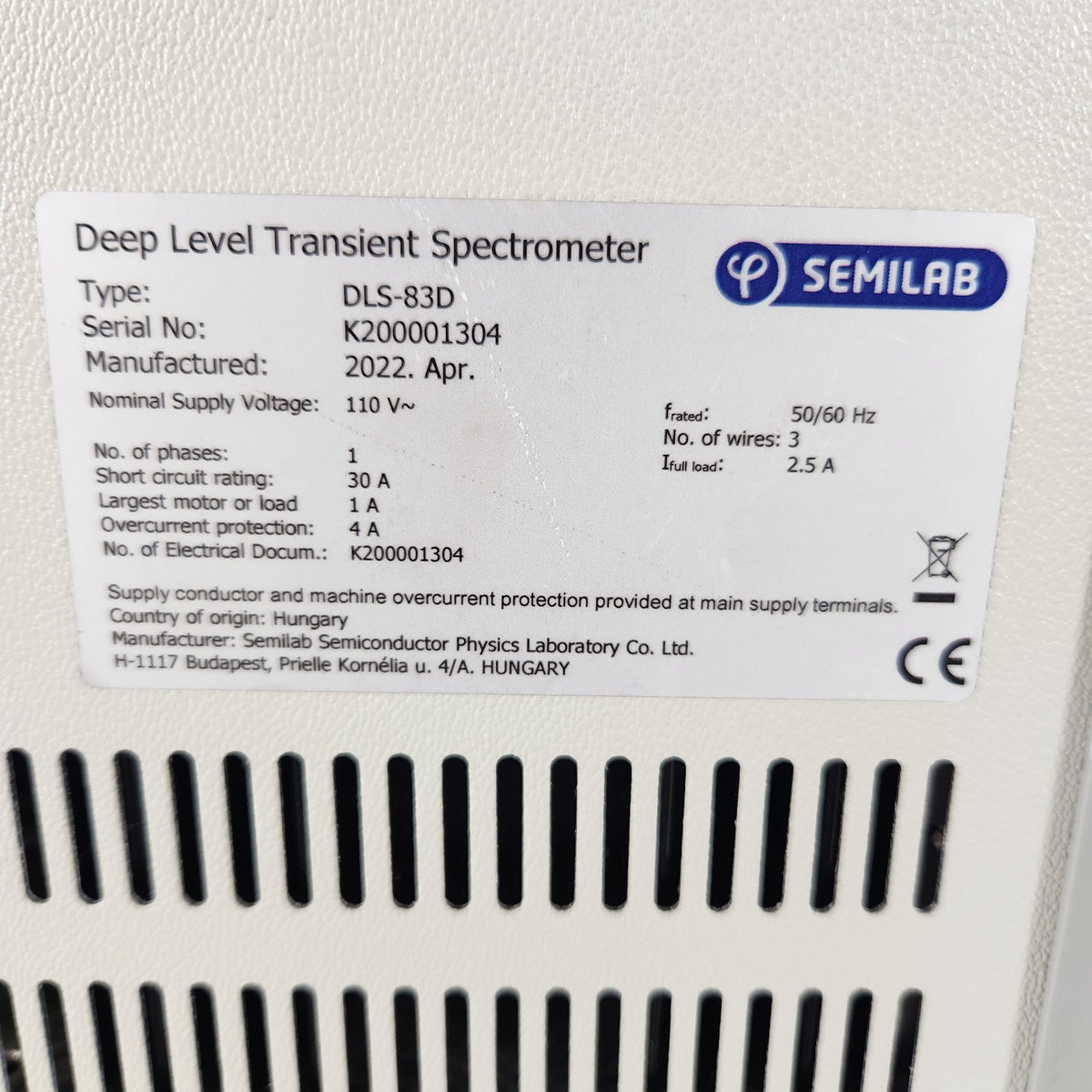 TESTED Semilab DLS-83D DLTS Deep Level Transient Spectrometer Semiconductor