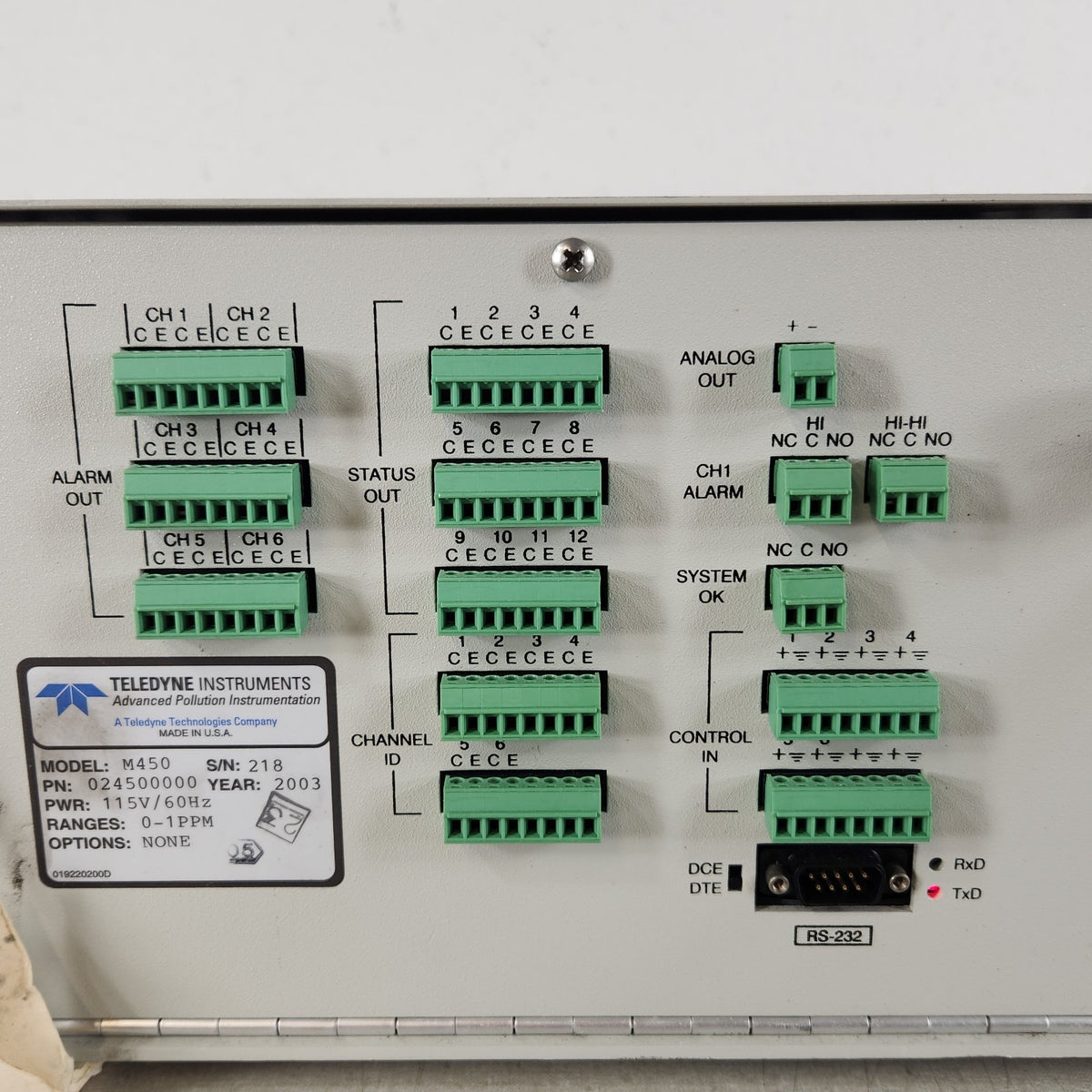 TESTED WORKS- Teledyne API 450 UV Photometric Ozone Analyzer Monitor O3