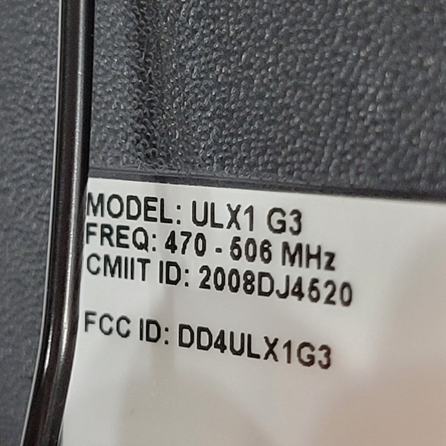 SHURE ULX1G3 470-506MHz Wireless Mic Bodypack Transmitter, 9V, TA4M, No Mic