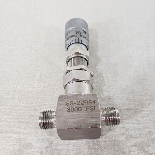 WHITEY SS-22RS4 1/4in High Precision Micro Metering Valve 3000 PSI Swagelok