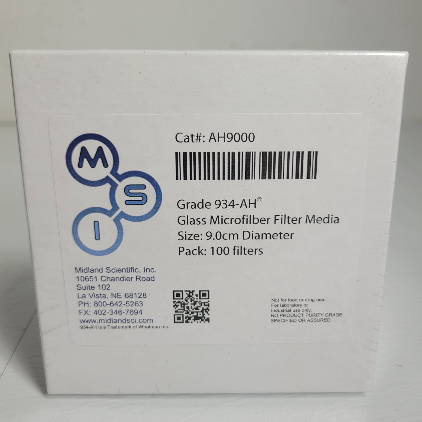 Midland Scientific AH9000 934-AH 90mm Glass Microfiber Filters 100/Pack