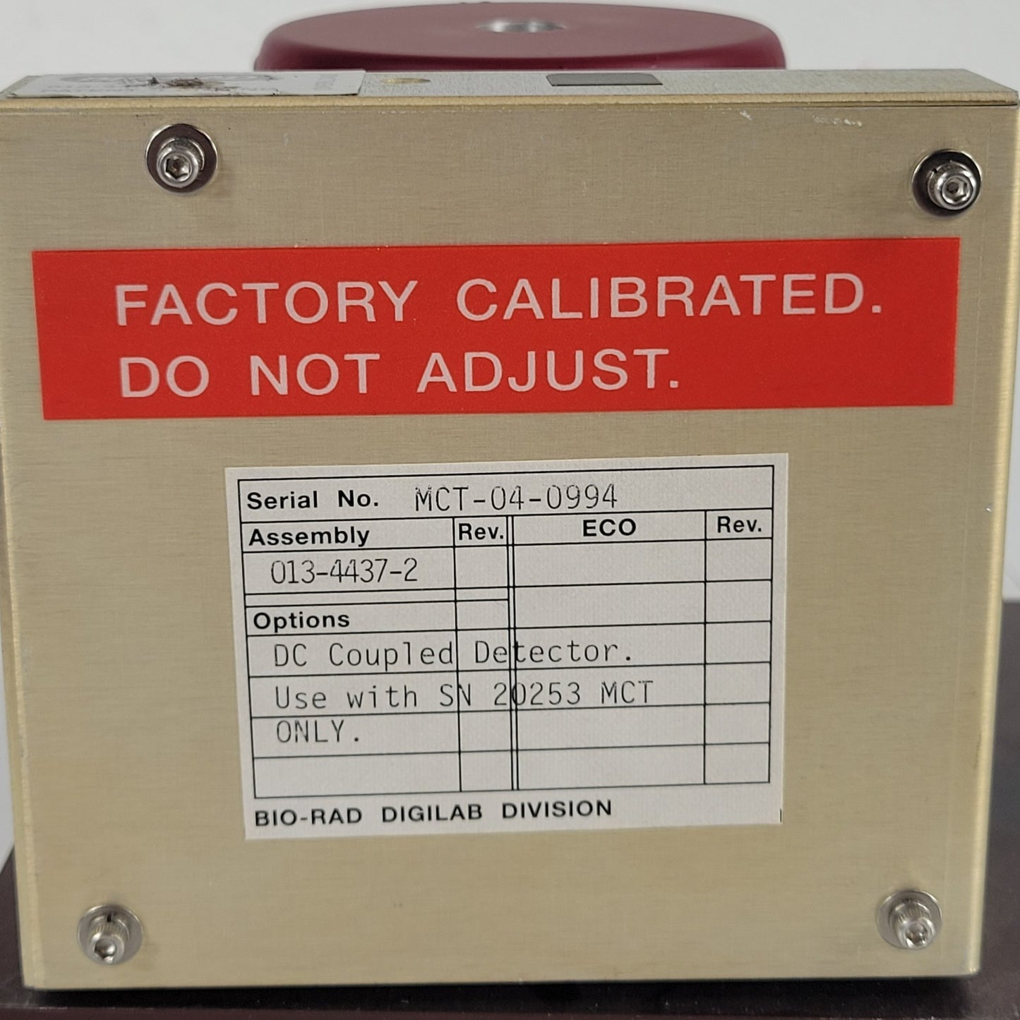 Bio-Rad FTS-60A Graseby Cryogenic MCT IR Detector Module 9970038 01344372