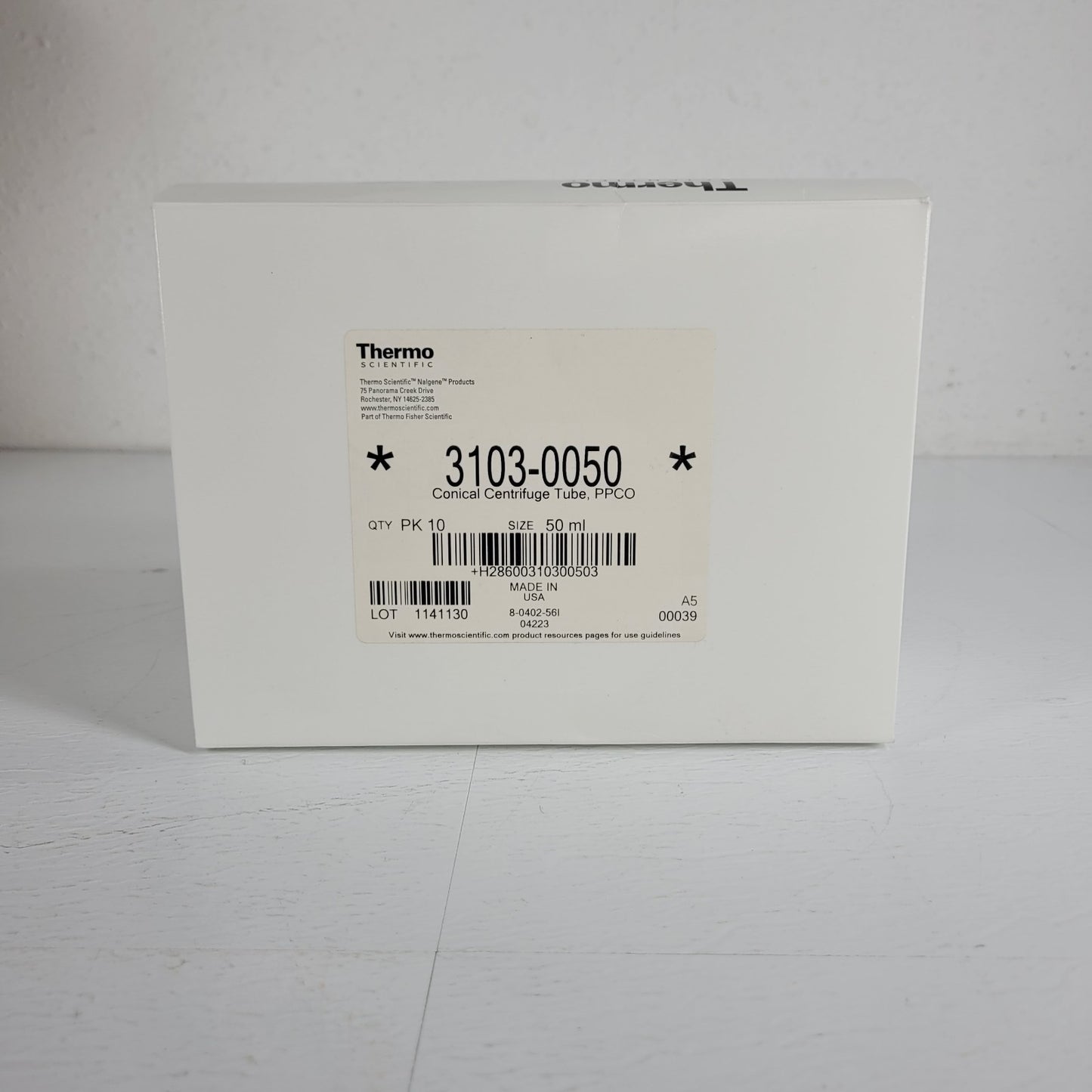 Thermo Scientific 3103-0050 Conical Centrifuge Tube Nalgene Ware PPCO PK 10 50ml
