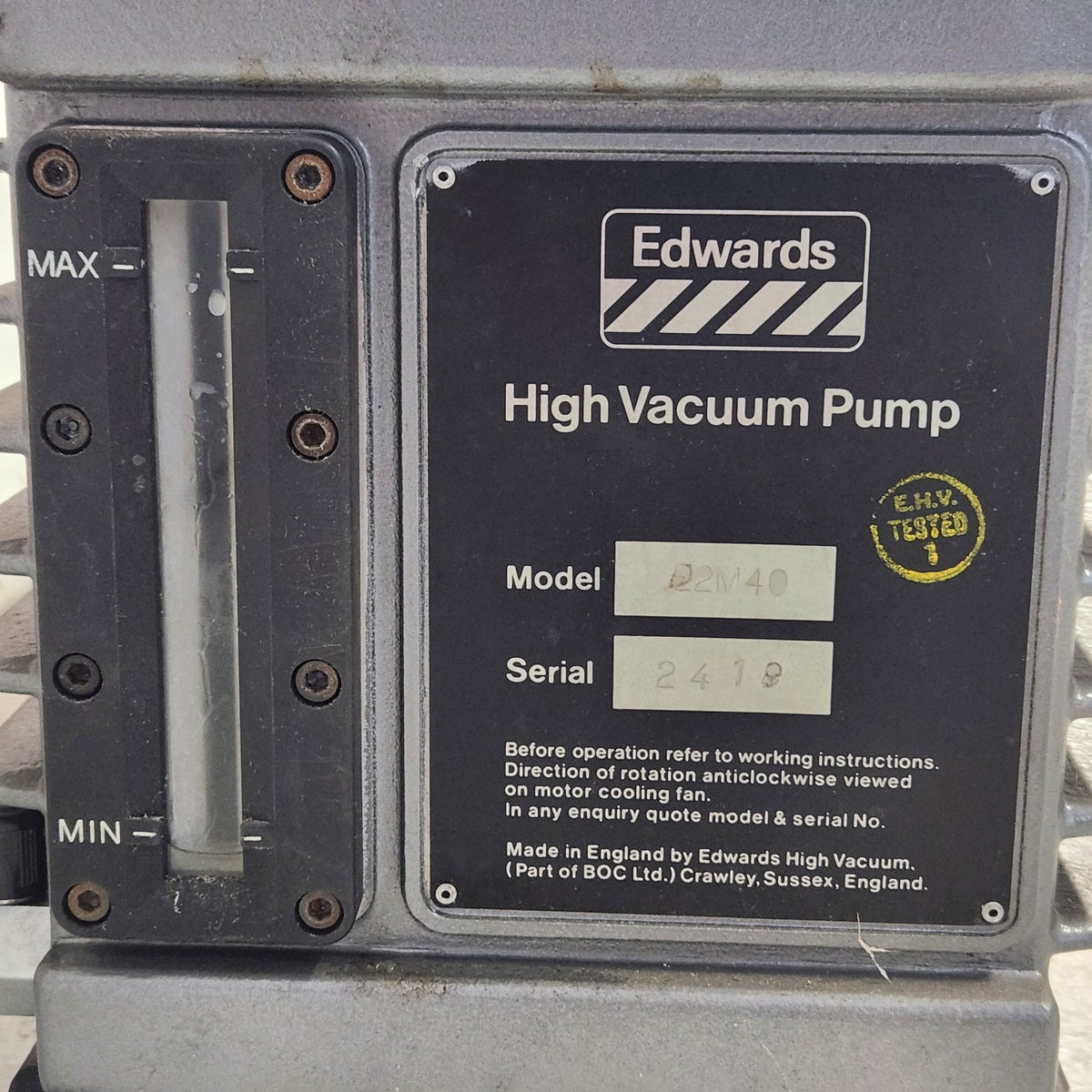 TESTED 7mTorr Edwards E2M40 2-Stage Rotary Vane Vacuum Pump KF40 1PH 120/240v