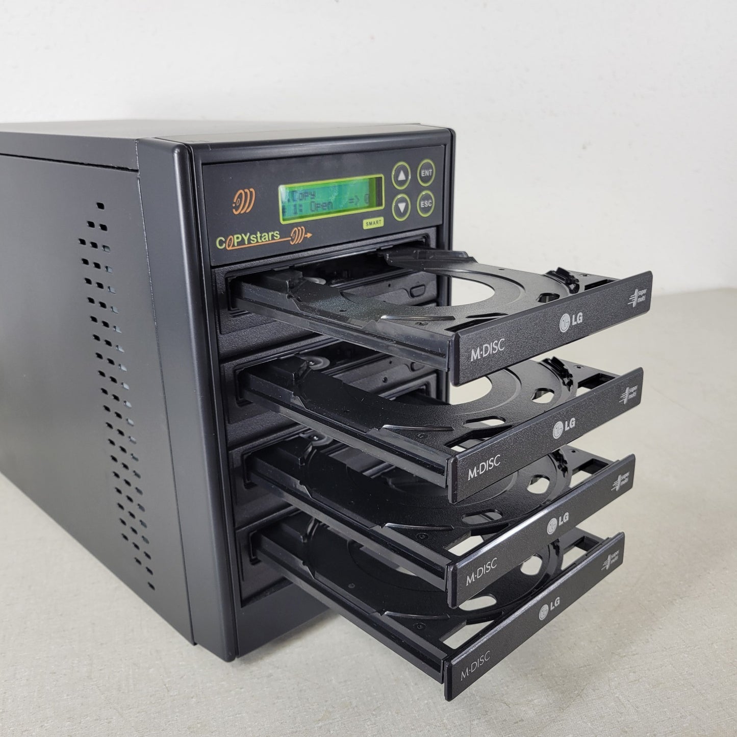 COPYSTARS DVD Duplicator, 4 LG M-Disc Drives, Copy, Copy + Compare, Expert Modes
