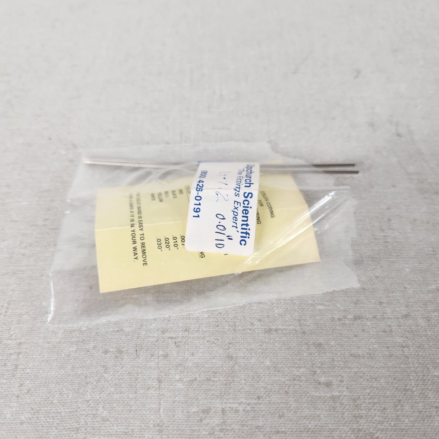 2x Upchurch Scientific U-112 1/16in OD .010in ID 10cm 316SS HPLC Tubing