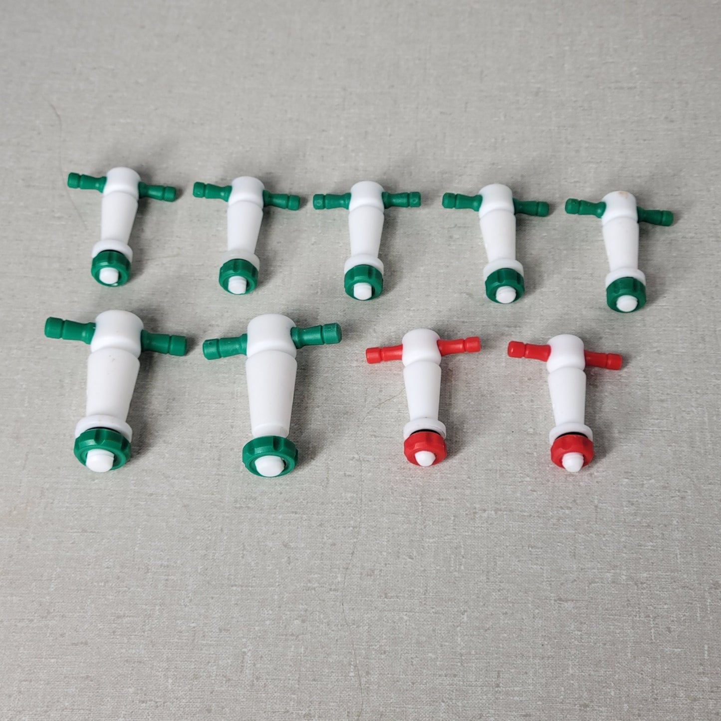 Lot of 9 assorted PTFE Tapered Stopcocks 7x 19/24 & 2x 18/38