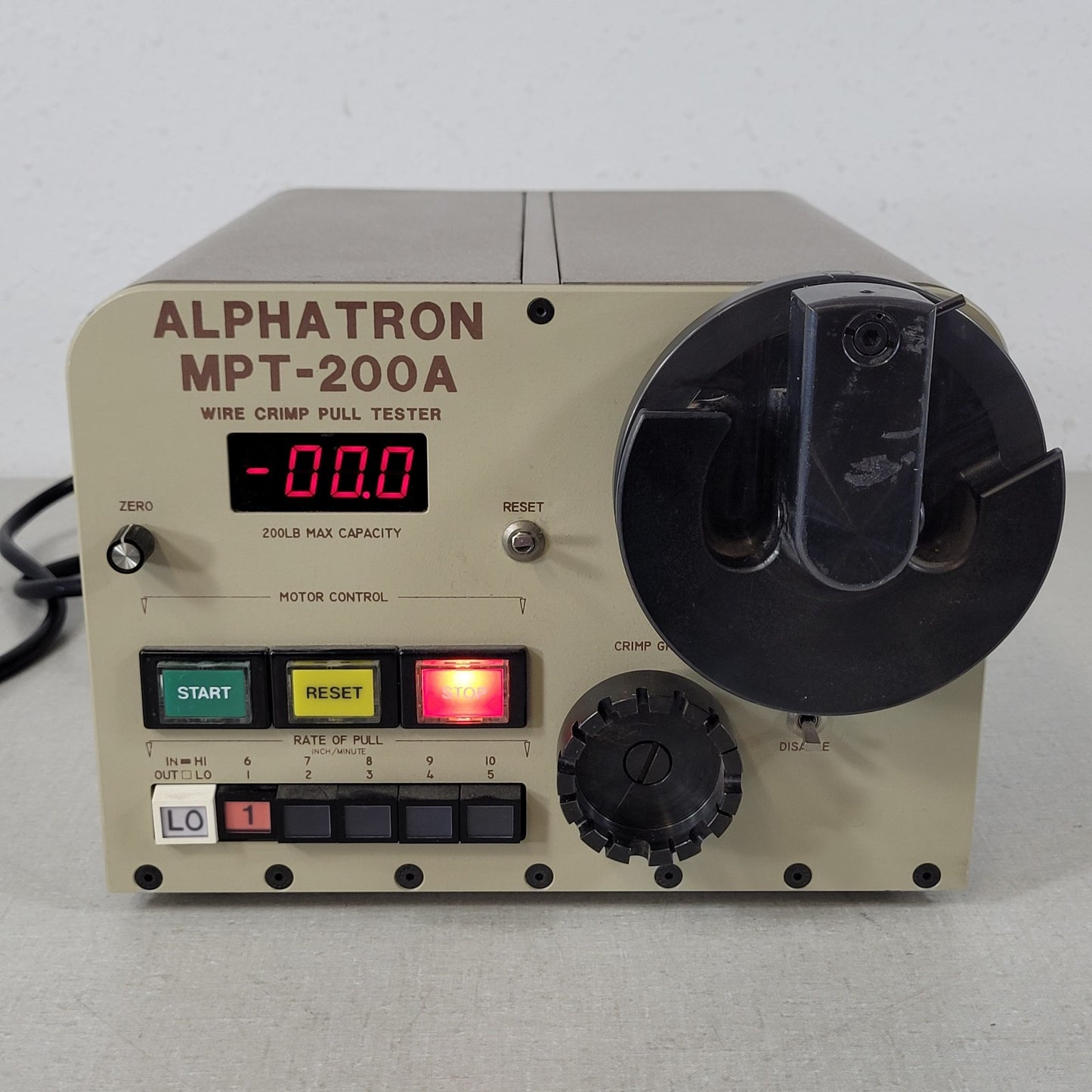 Tested Alphatron MPT-200A Wire Crimp Pull Tester 200 lb Motorized Cable Tester