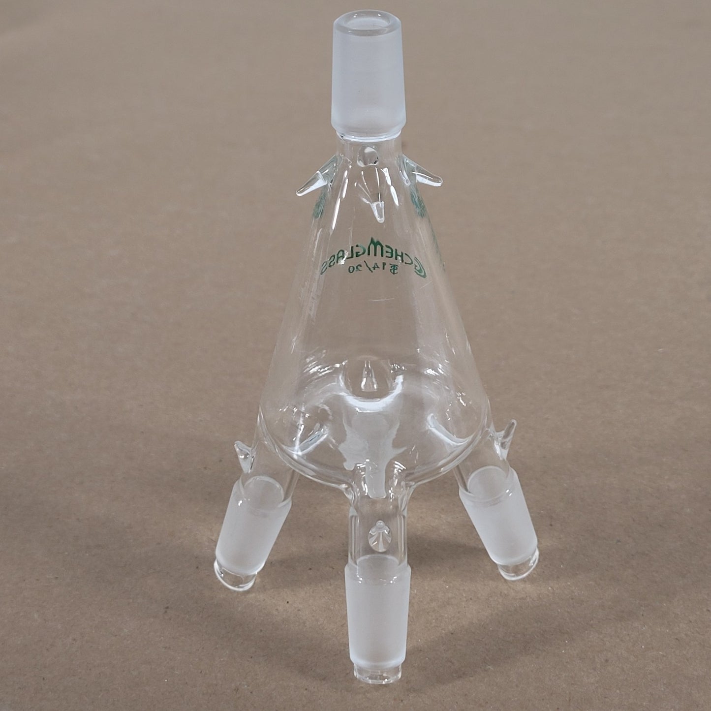 Chemglass CG-1279-11 4-Way Distillation Adapter 14/20 w/ Hooks Cow