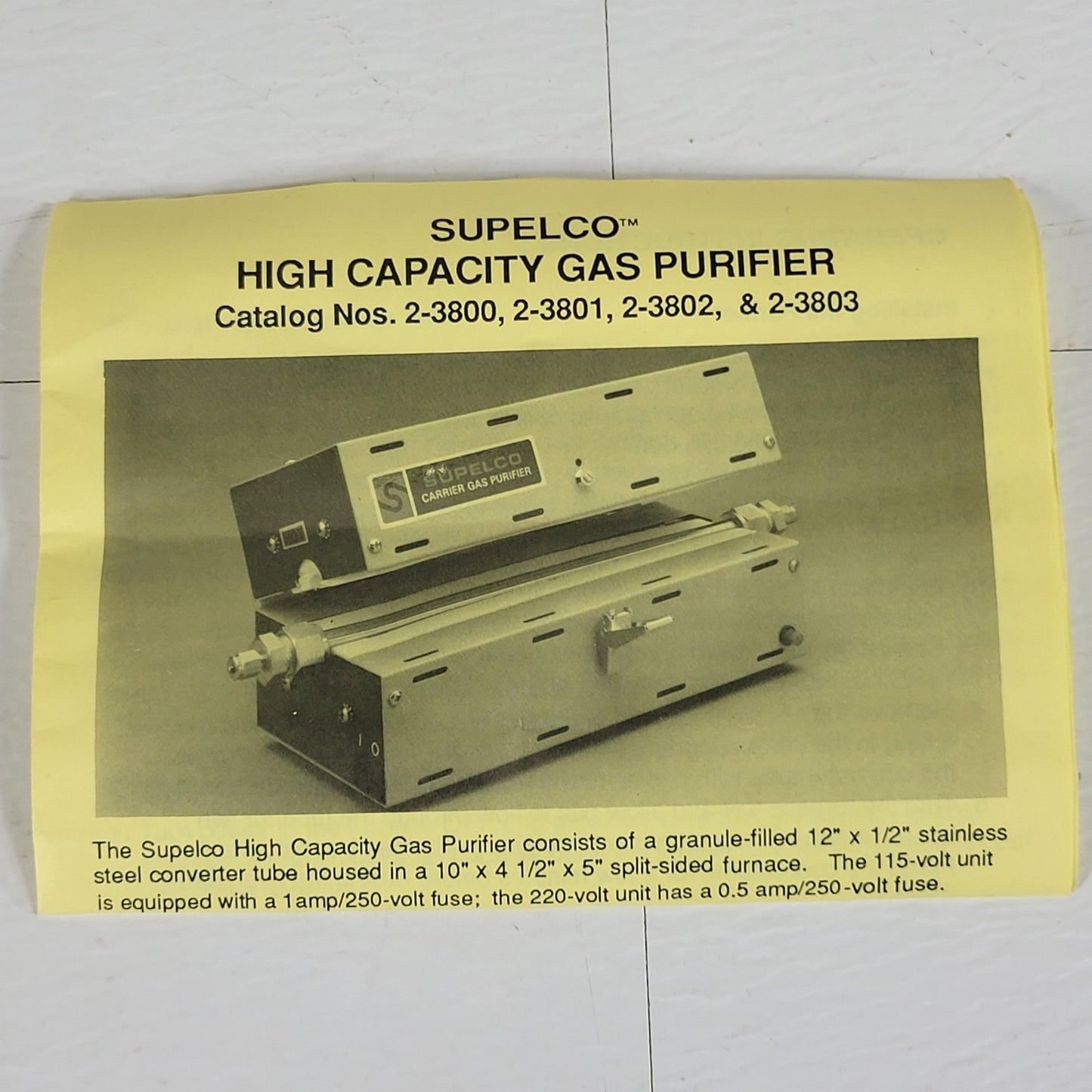 SUPELCO Converter Tube, Protects Gas Chromatography Systems Gas Purifier