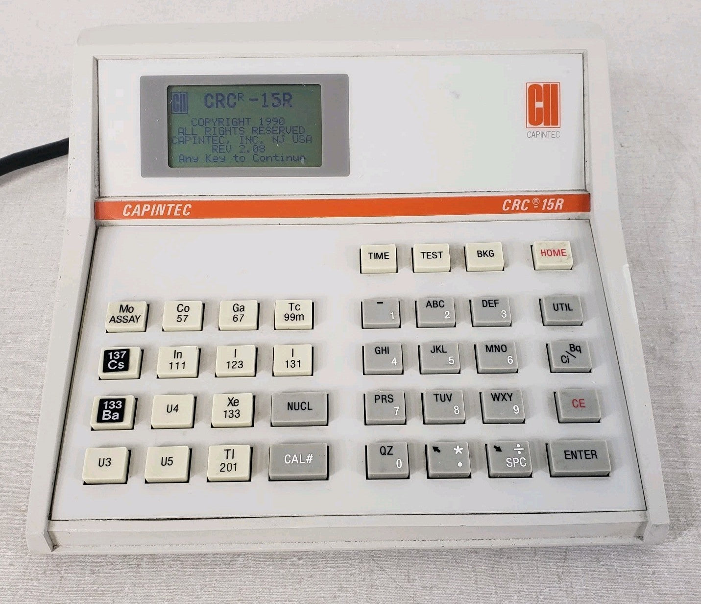 POWER TESTED Capintec CRC-15R Radioisotope Dose Calibrator Console Keypad