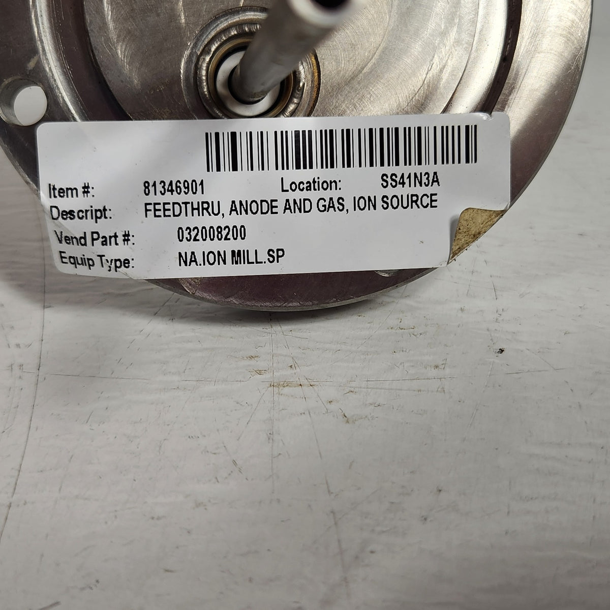 032008200 Ion Mill 4" Flange Gas & Copper Electrical Vacuum Feedthrough