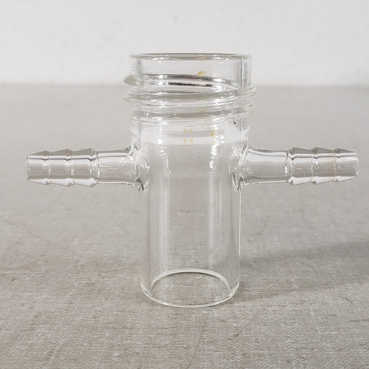 Glass Vacuum Adapter GL32 Top Thread 1" OD Bottom Tube 180° 3/8" Inlet Hose Tube