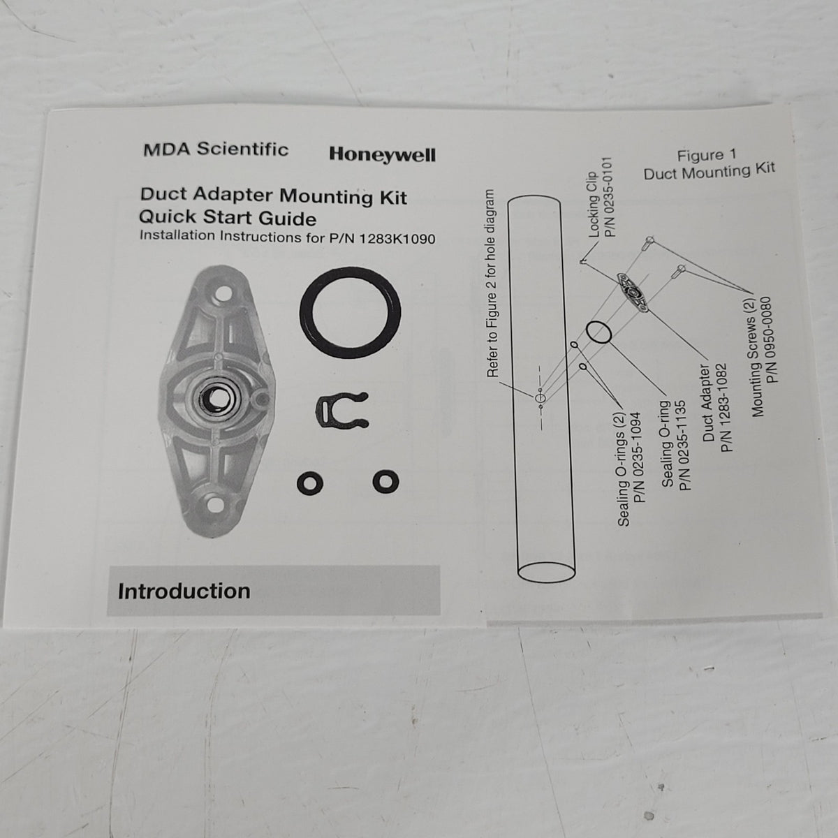 Honeywell 1283K1090 MDA Duct Adapter Kit Gas Detector 1/4" Tubing Rev 2