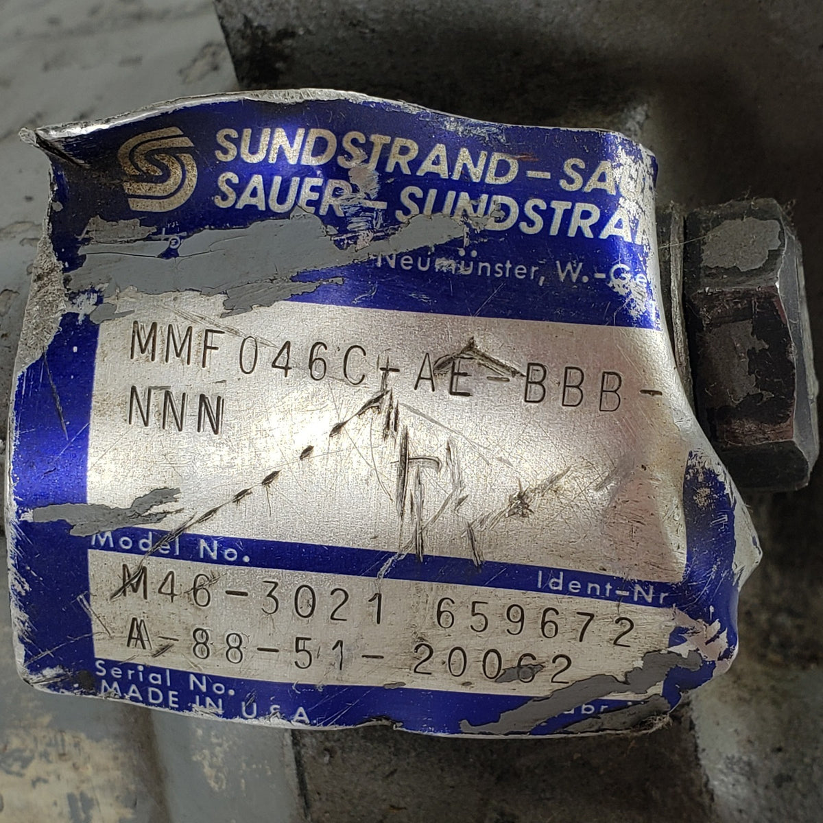Sauer Sundstrand MMF046CAEBBBNNN M46 Fixed Hydraulic Piston Motor Untested