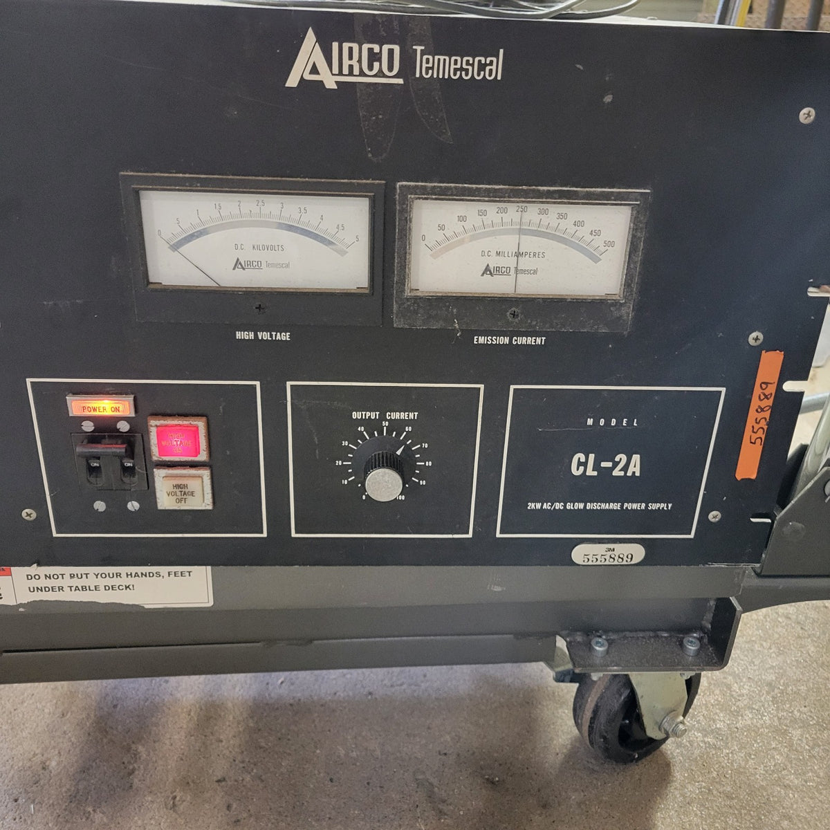 Airco Temescal CL-2A 5kV 2kW Glow Discharge Plasma Power Supply Powers On