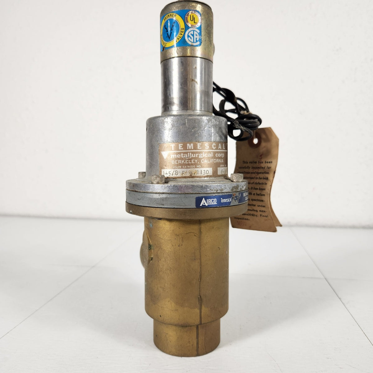 Airco Temescal 1130 1-5/8" Solder Vacuum Valve Pneumatic Skinner Solenoid
