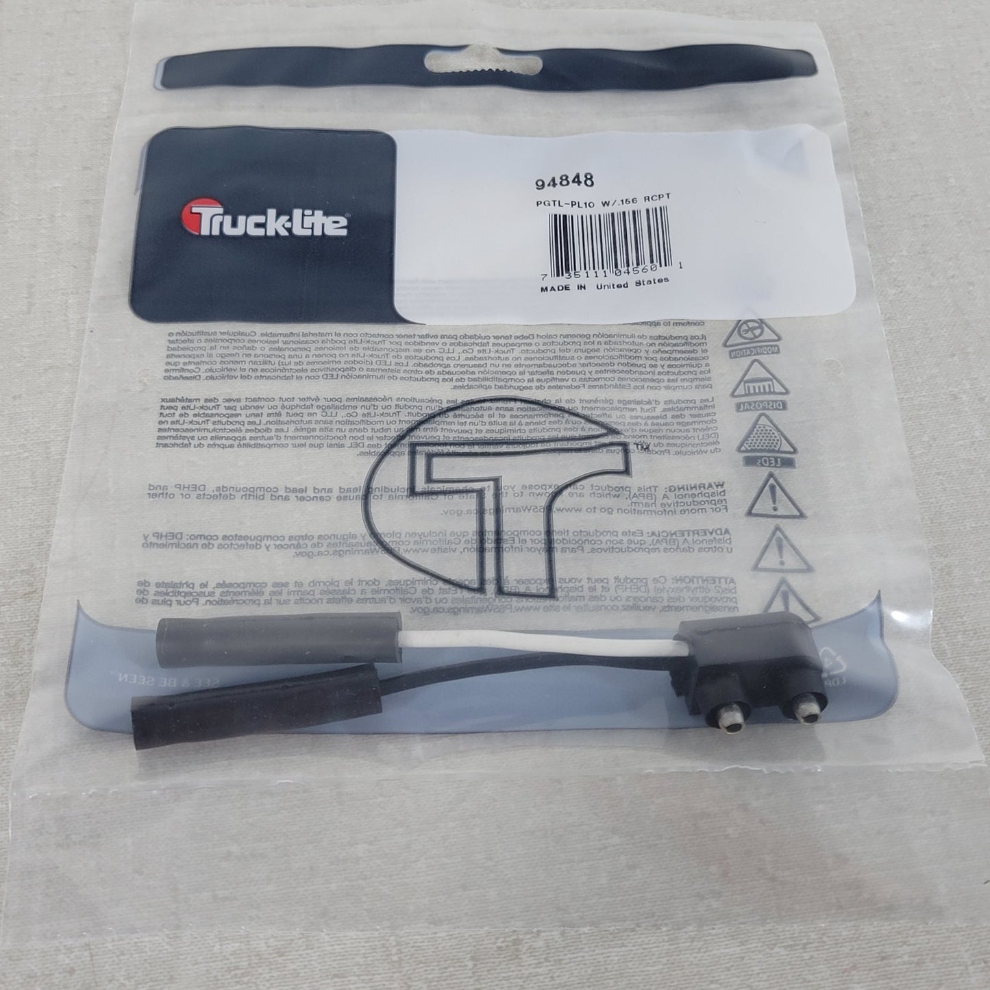 Lot of 5 New Truck-Lite 94848 Marker Clearance Lamp Plug Pigtail PL10 .156 Rcpt